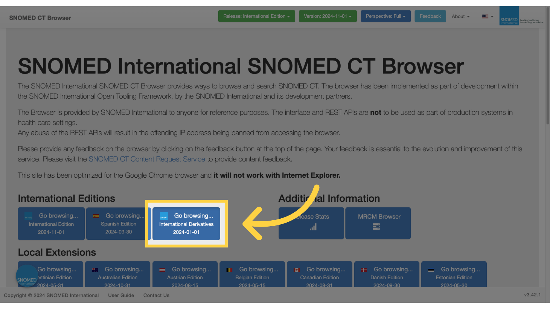 Click 'Go browsing...International Derivatives'