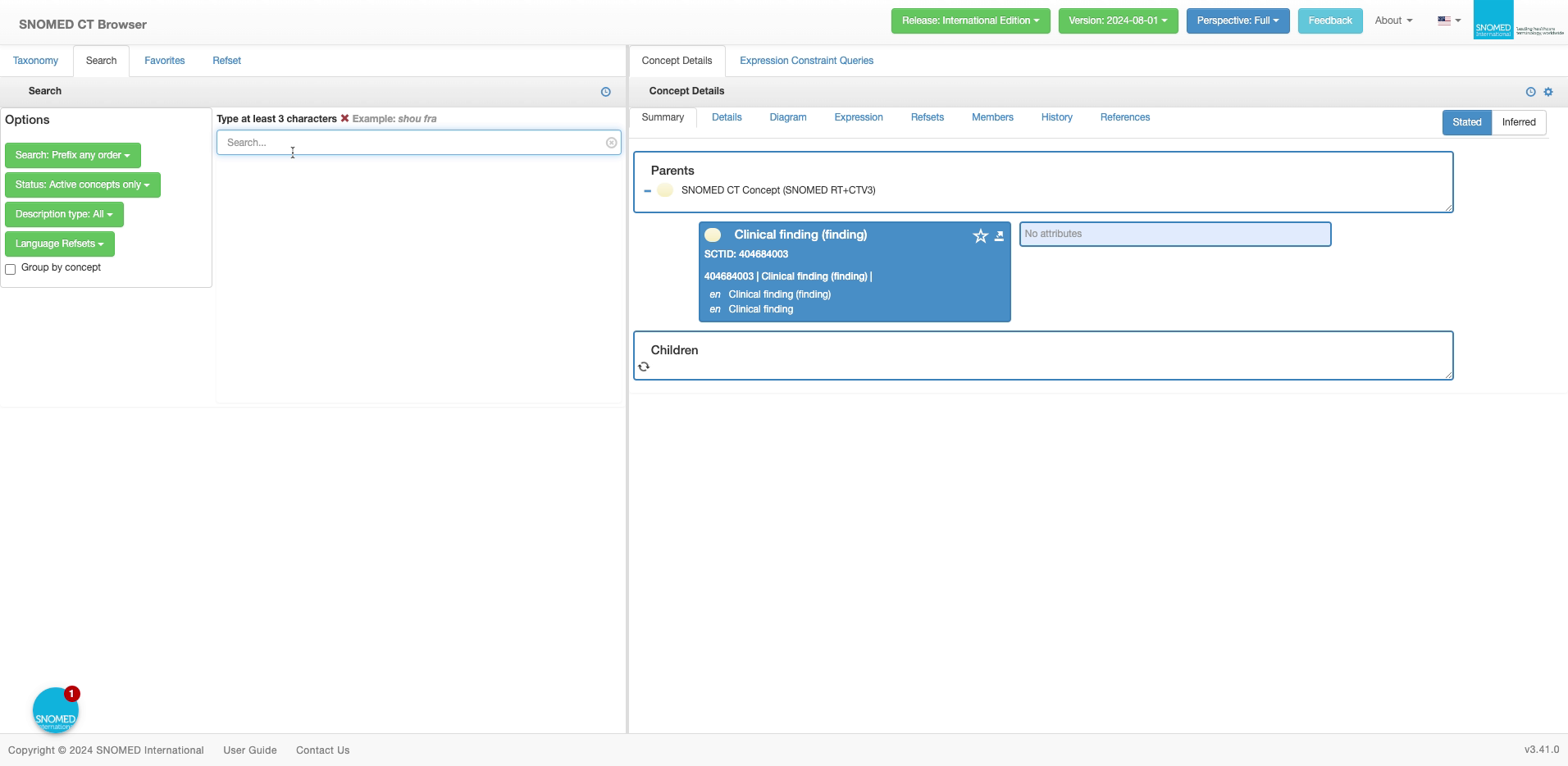 Perform a search for a concept of interest.