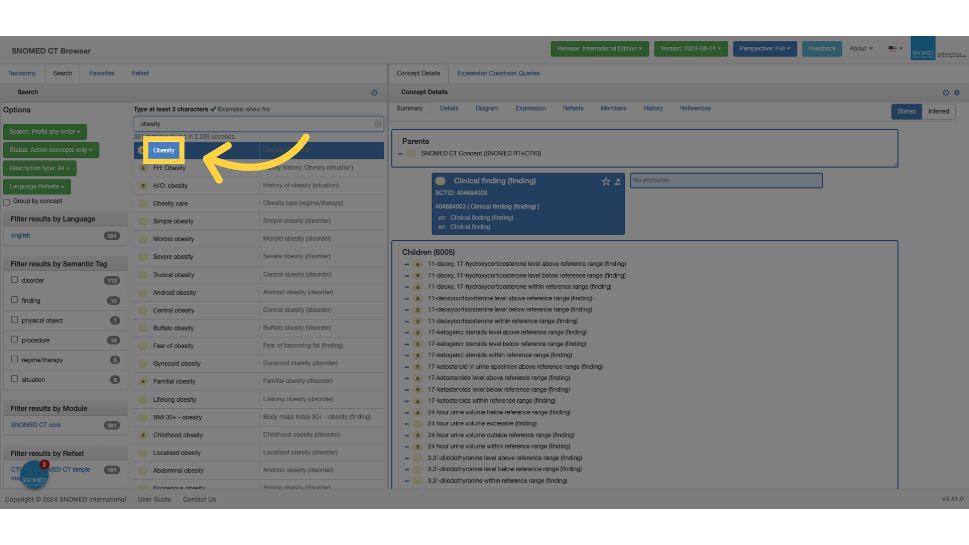 Select the concept of interest
