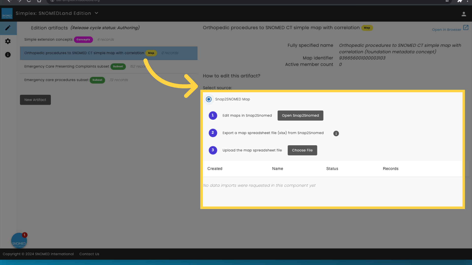 Select Snap2SNOMED Map