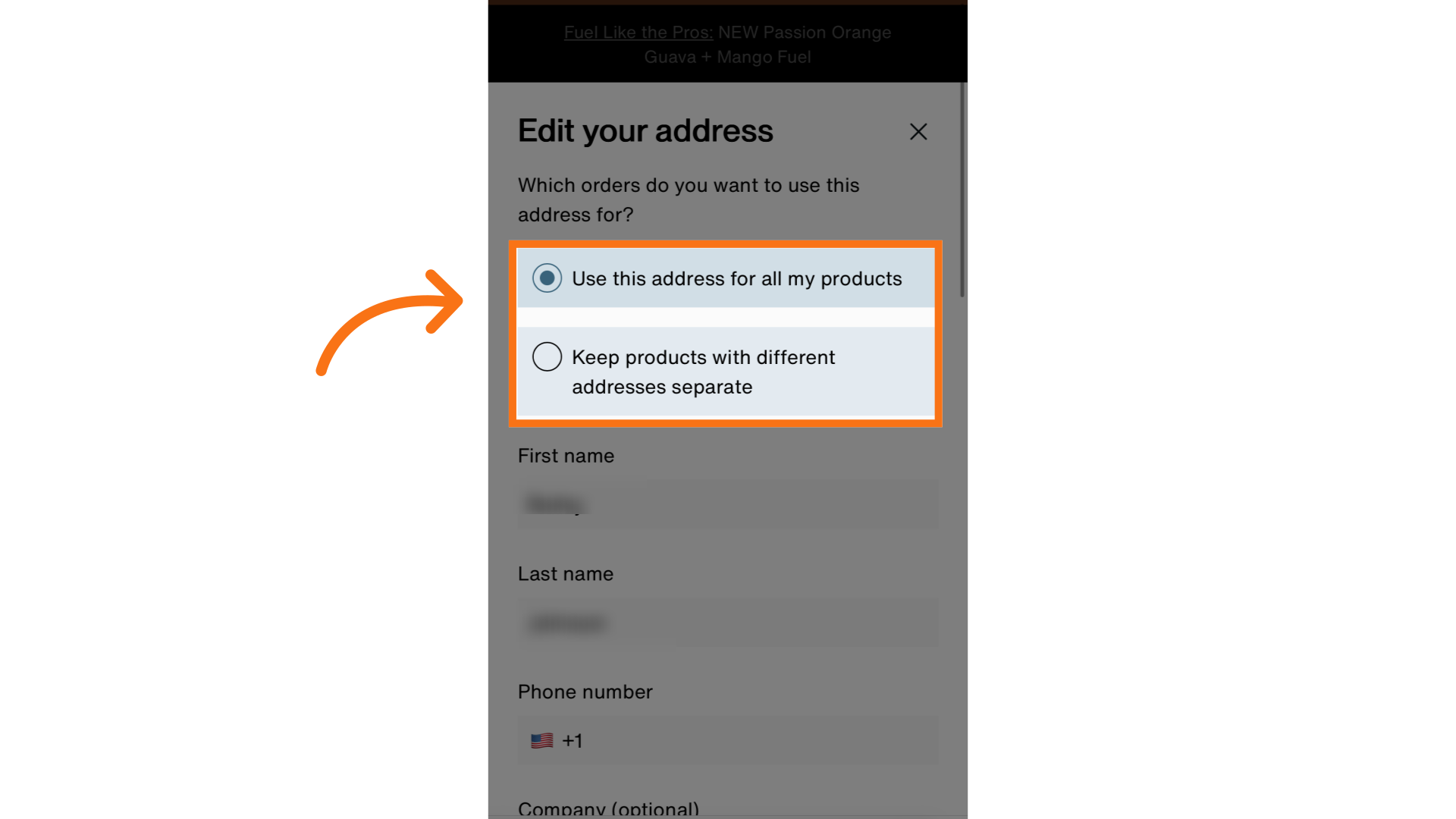 Select the option you want