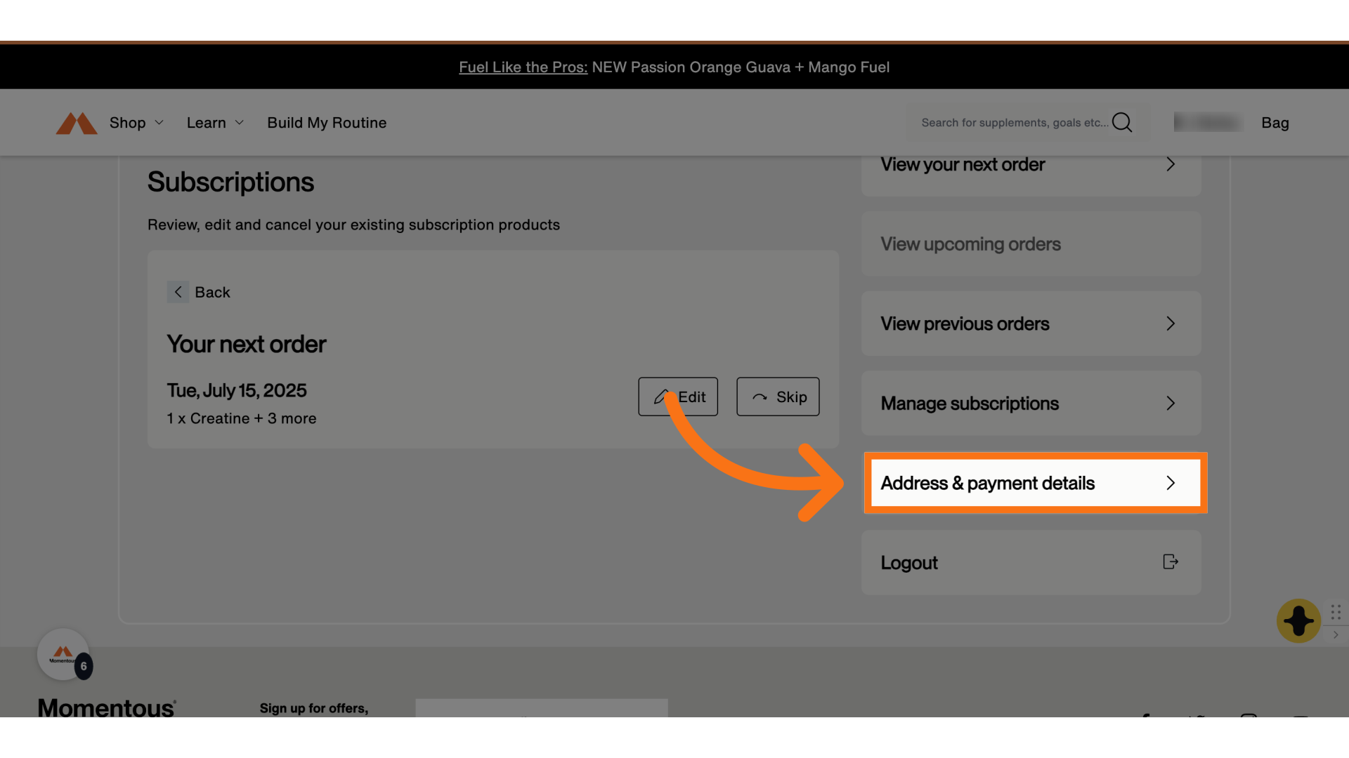 Click 'Address & payment details'