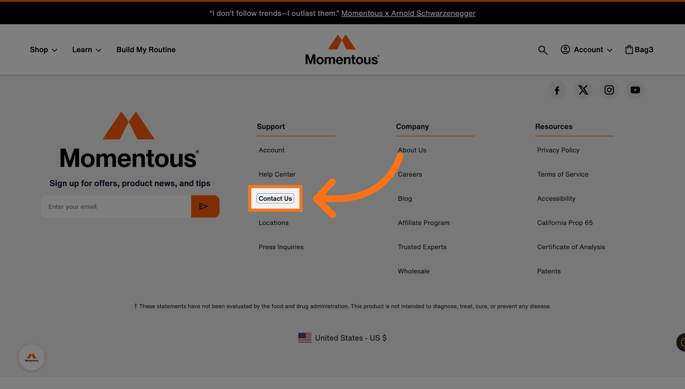 Navigate to Contact Us