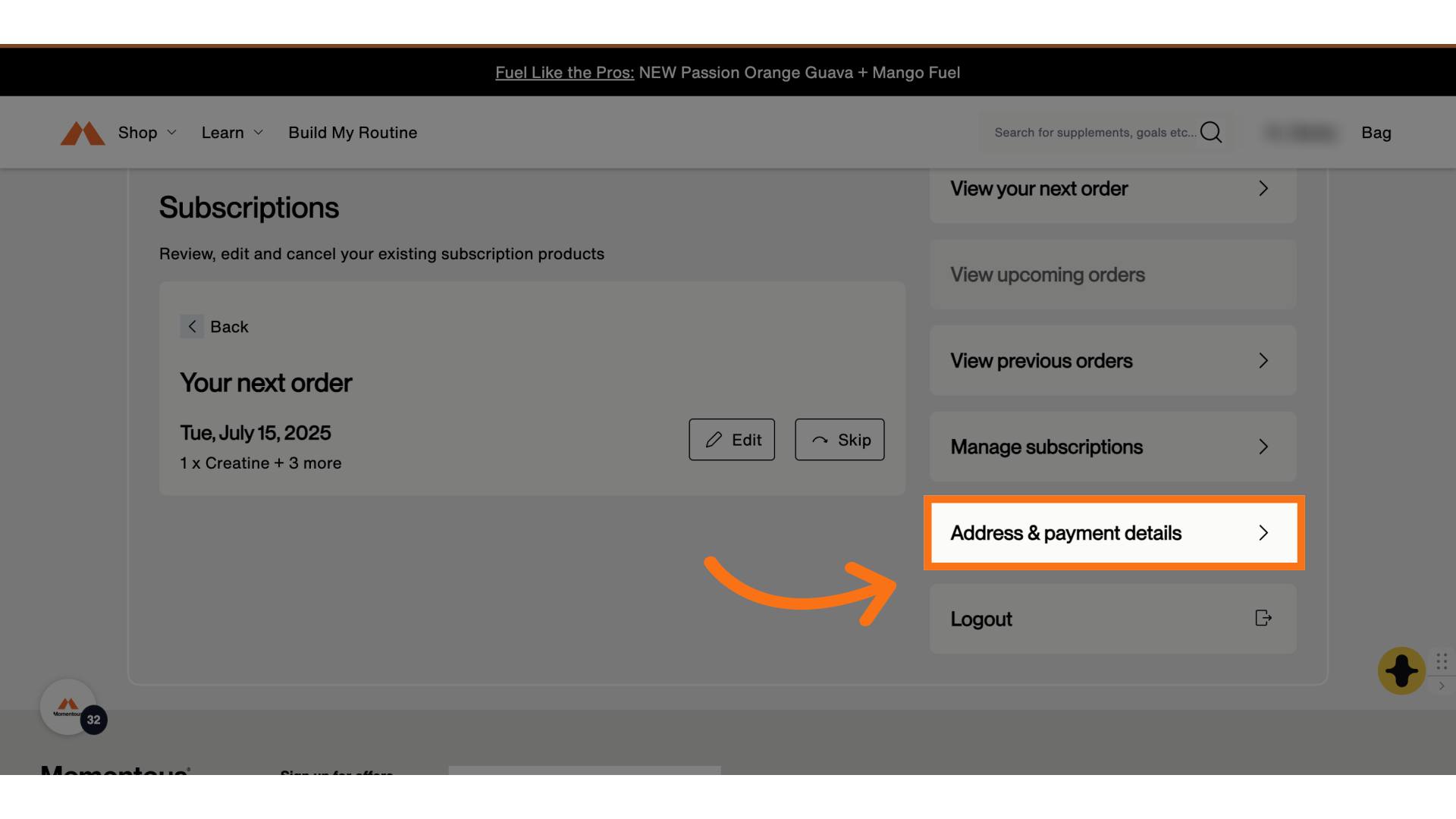 Click 'Address & Payment details'
