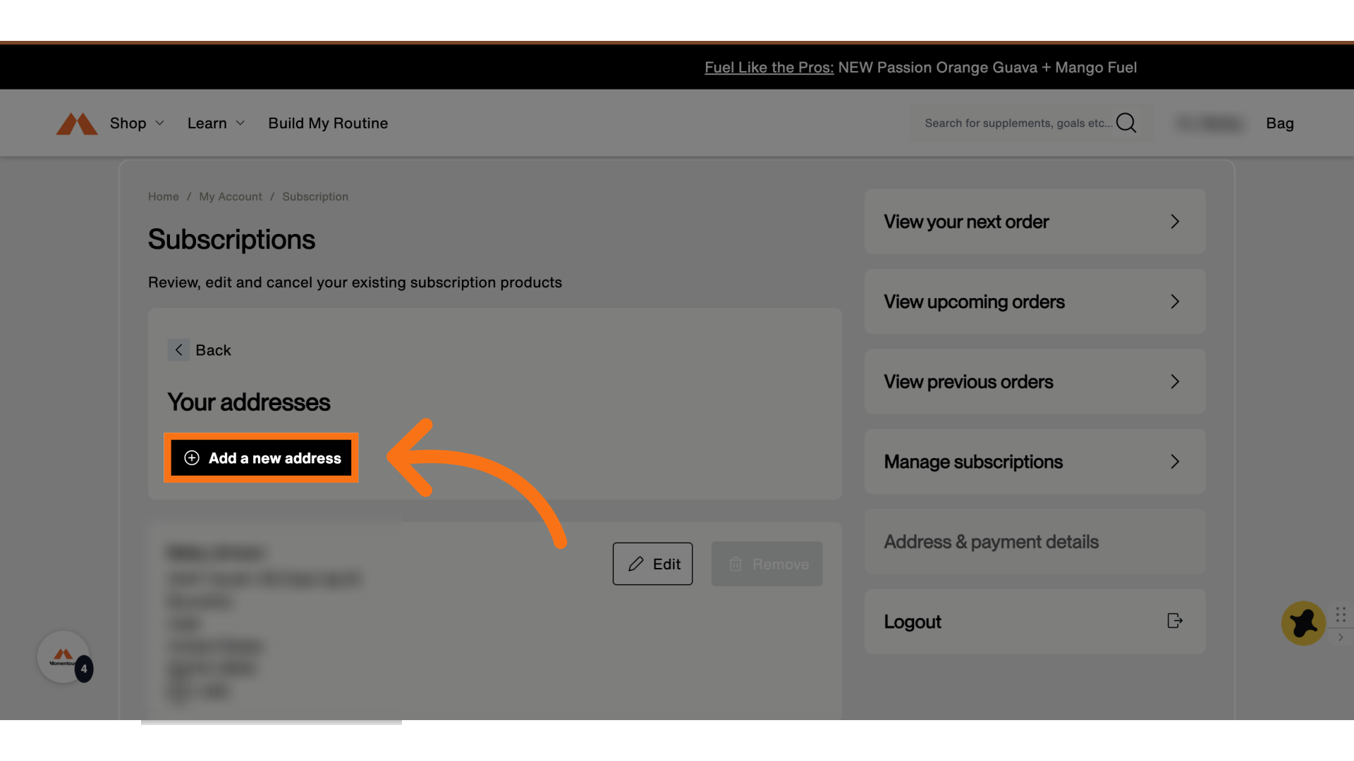 Click 'Add a new address'