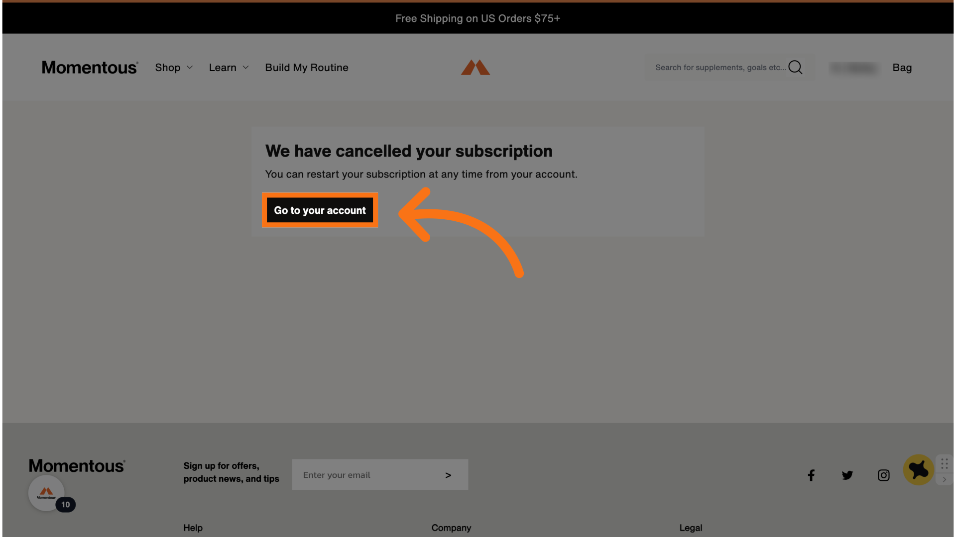 Click 'Go to your account'