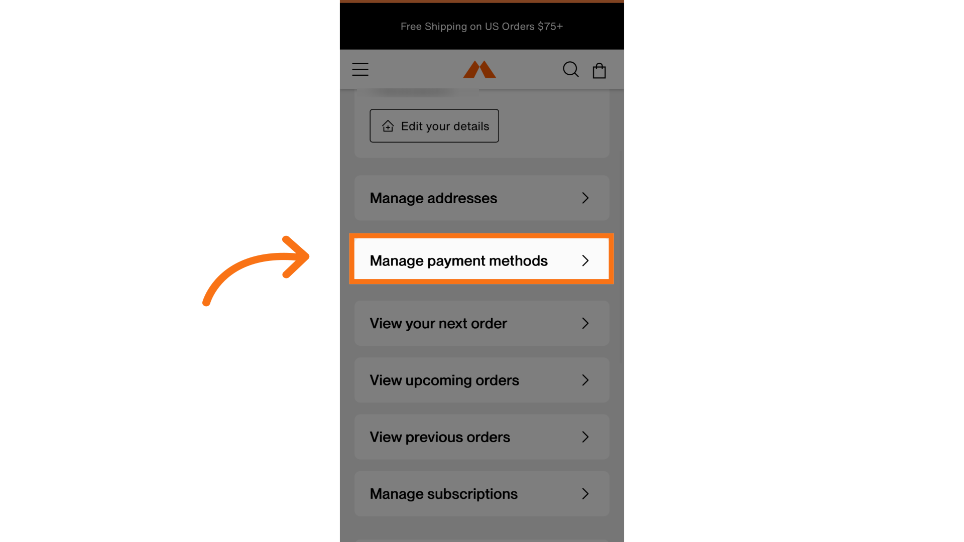 Click 'Manage Payment Methods'