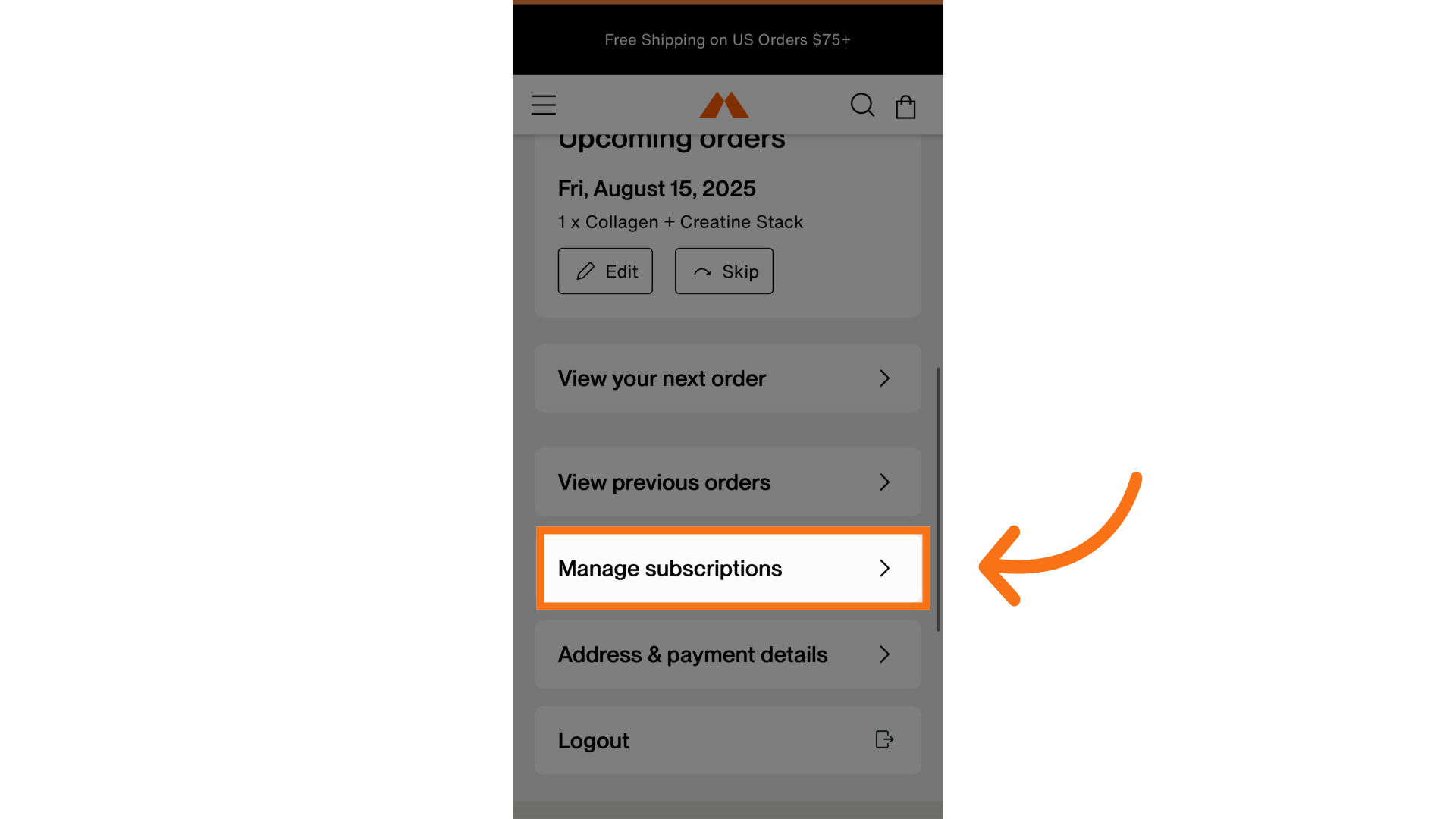 Select Manage Subscriptions