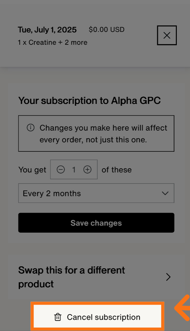Select 'Cancel Subscriptions'
