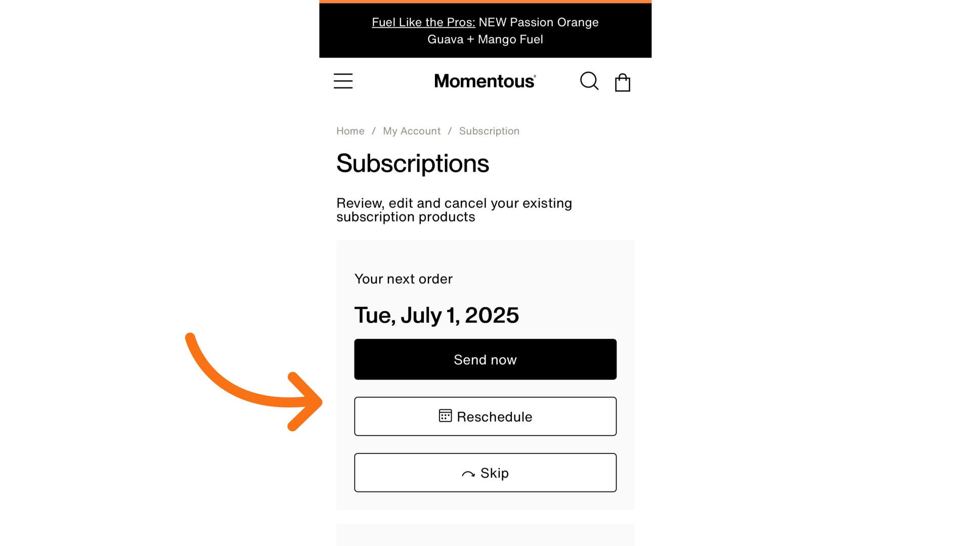 Select 'Reschedule'