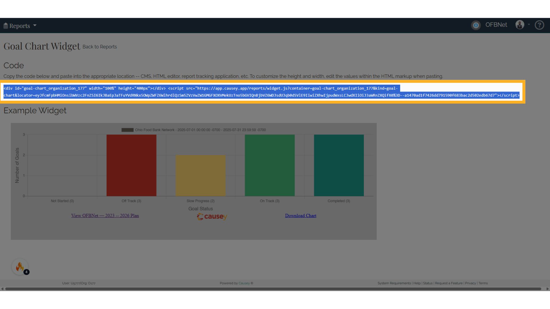 Select and copy the embed code