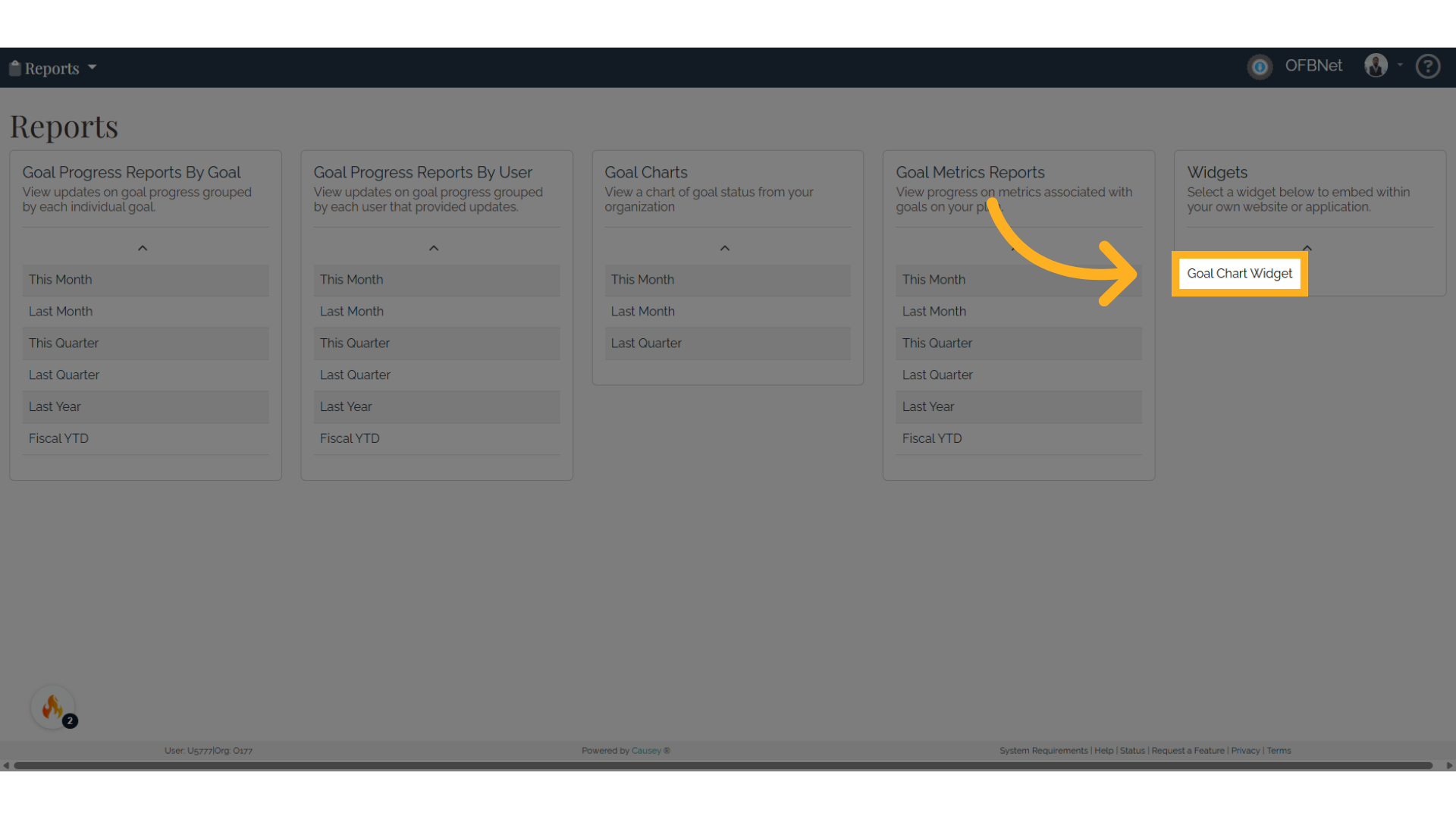 Click 'Goal Chart Widget'