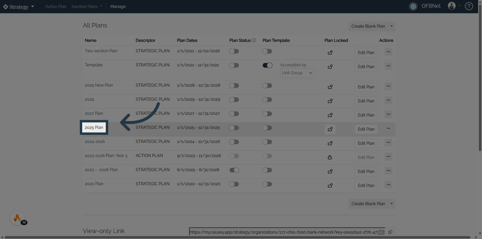 Click the created plan to view