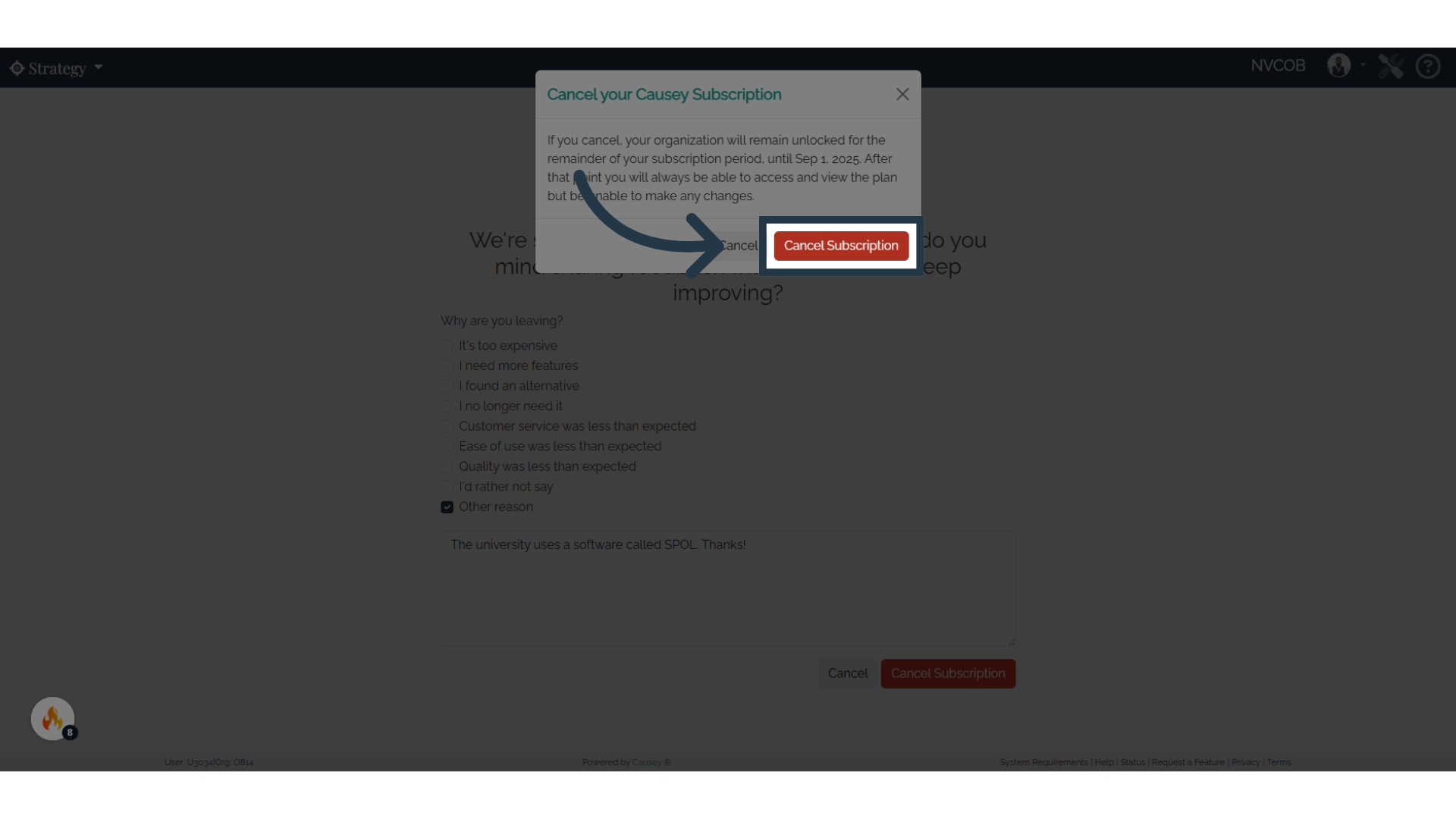 Click 'Cancel Subscription'