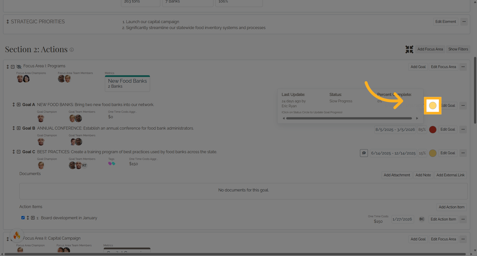 Select the Goal Progress circle.