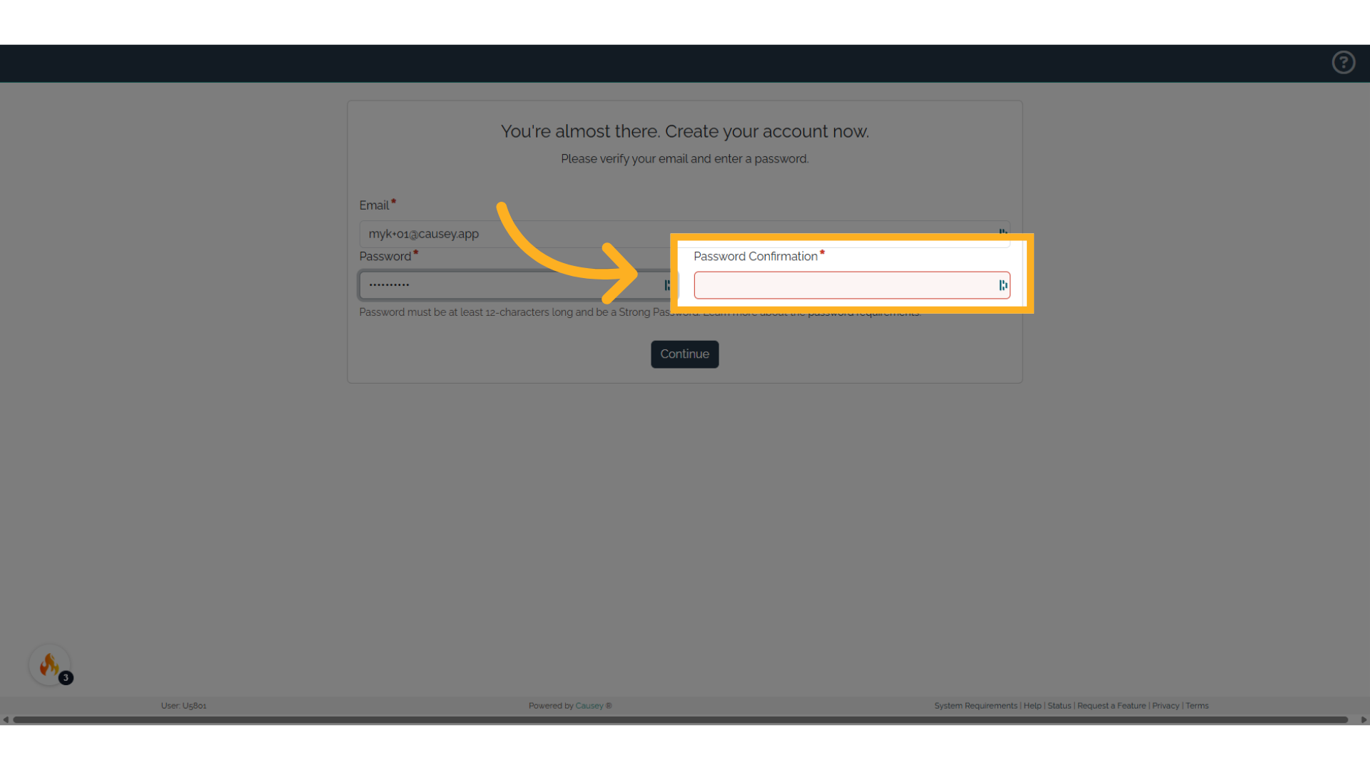 Click 'Password Confirmation'