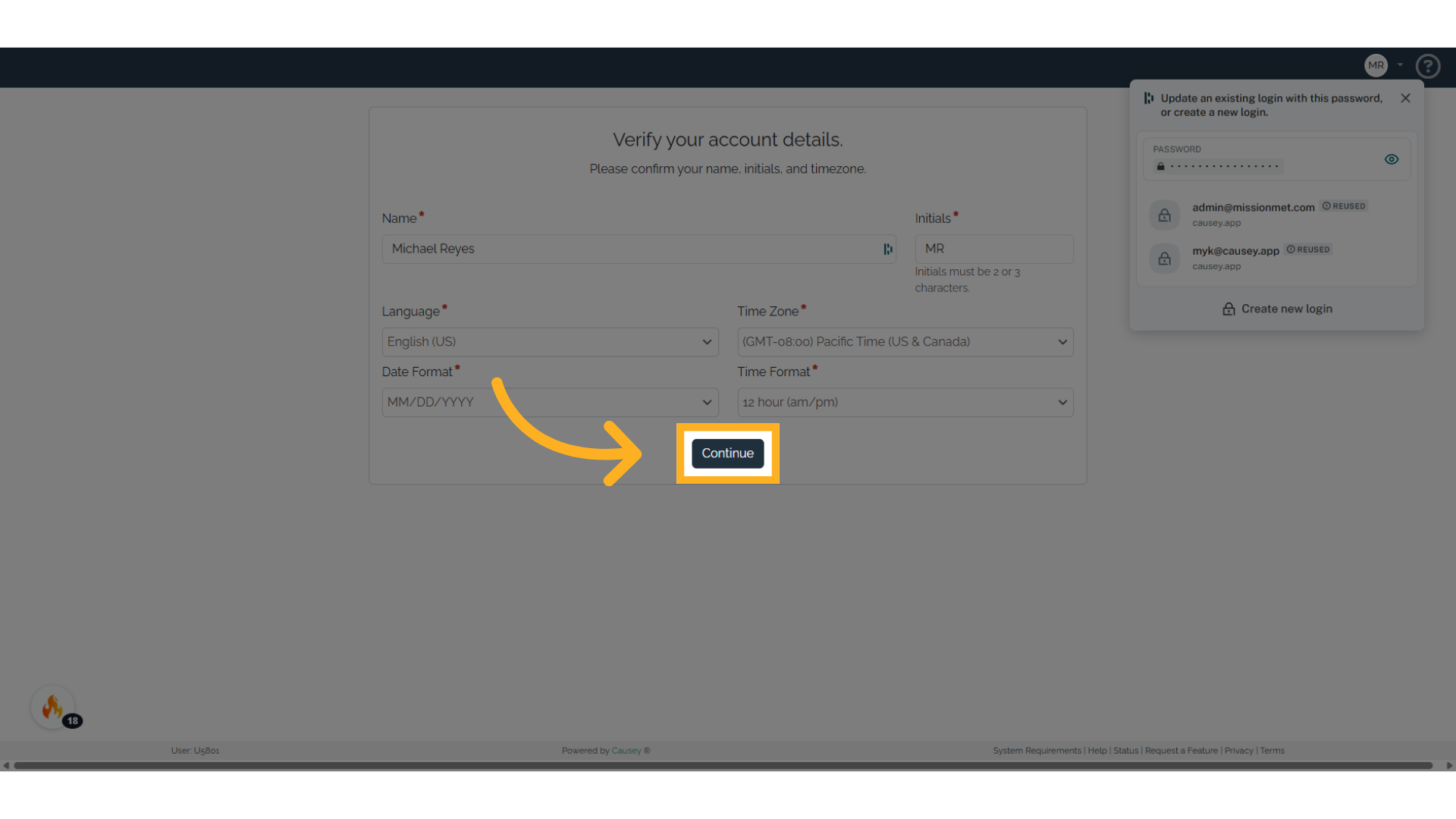 Click 'Continue'