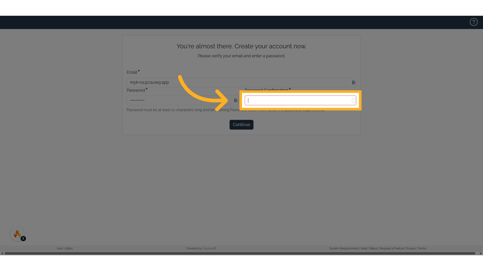 Click 'Password Confirmation'