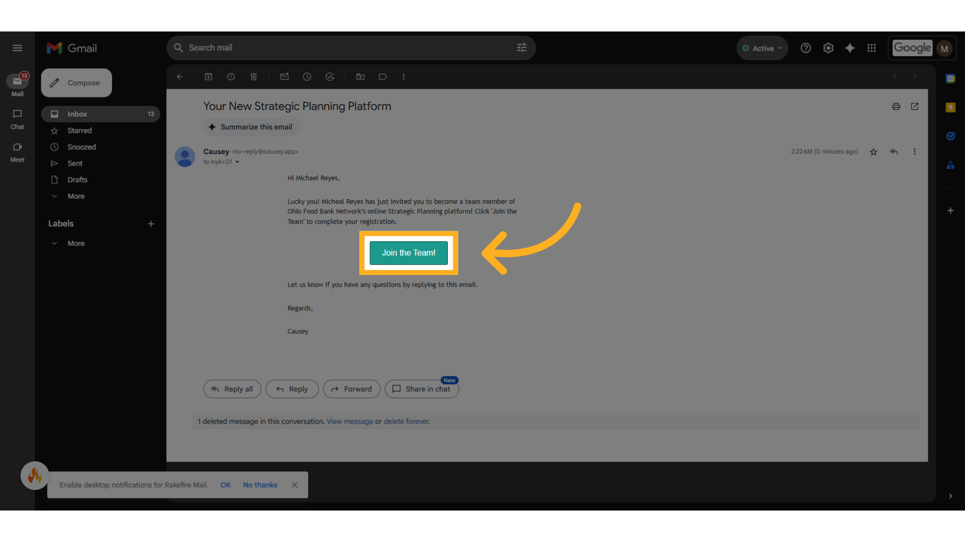 Click 'Join the Team!'