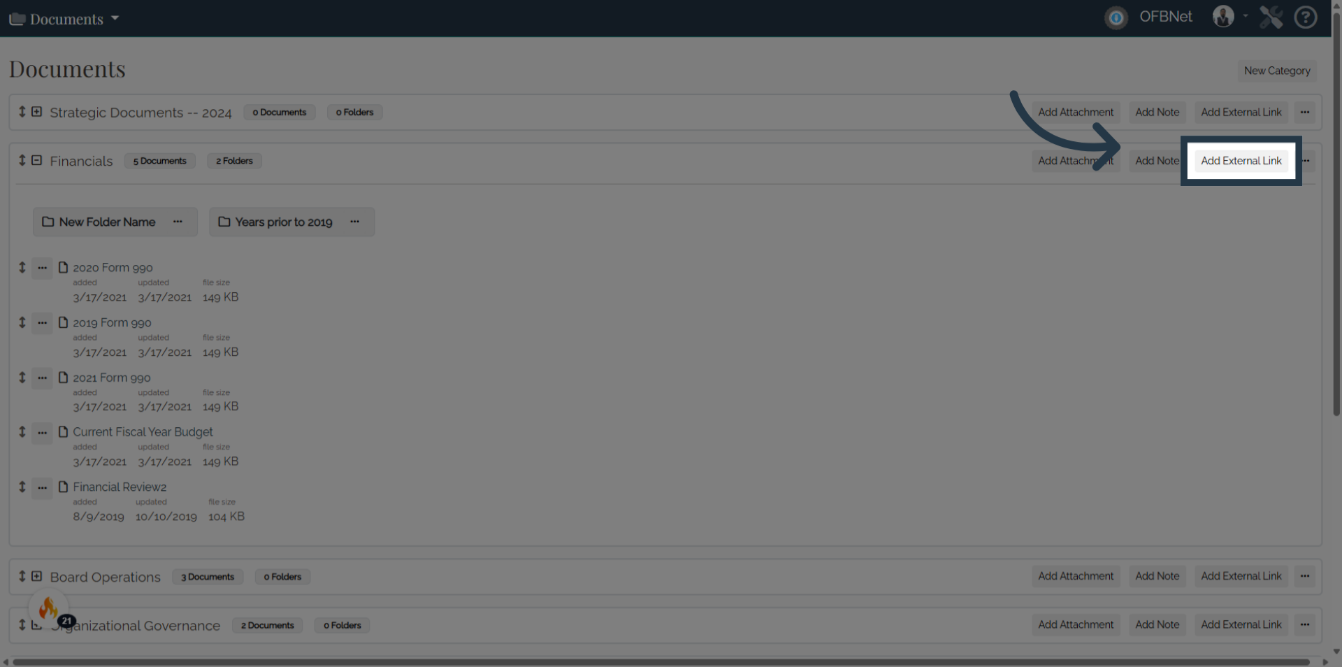 To 'Add External Link'
