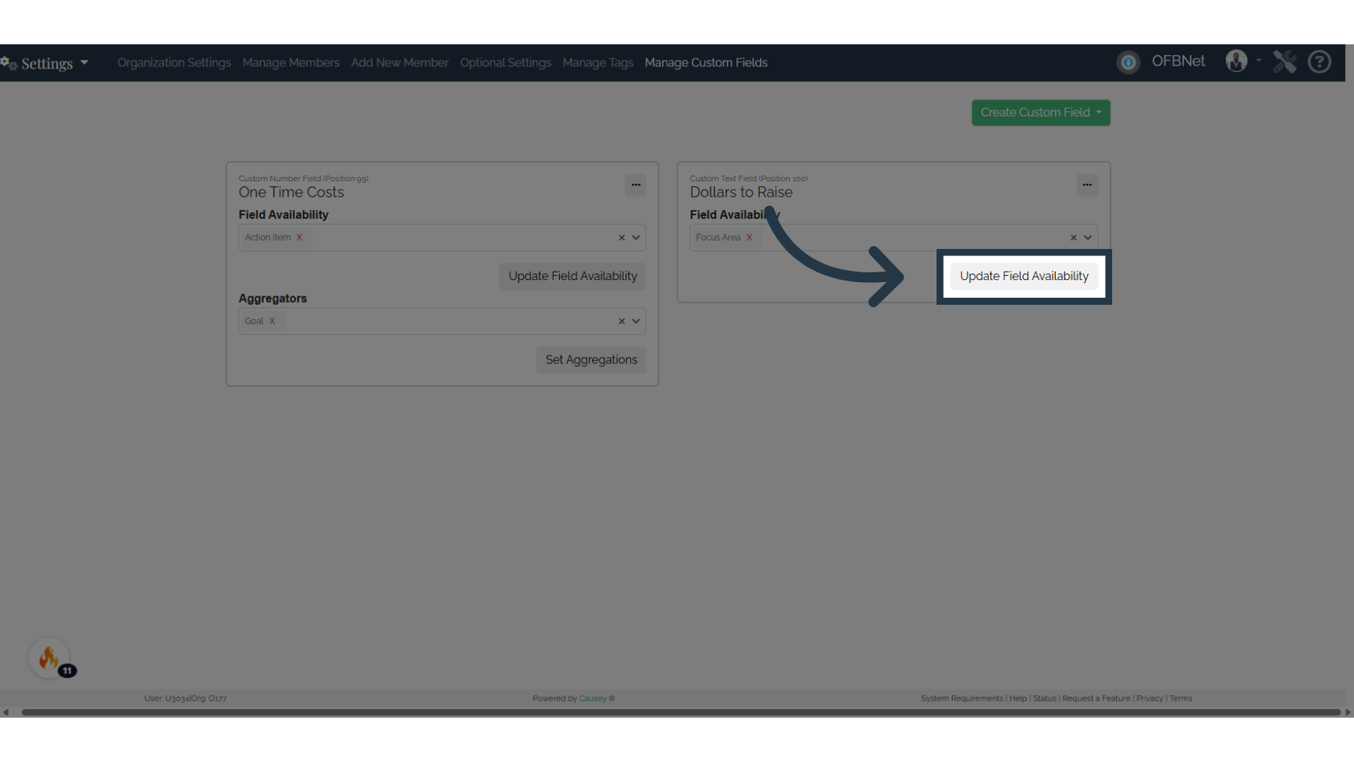 Click 'Update Field Availability'