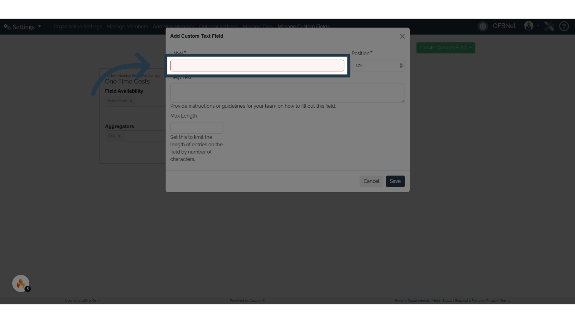 Fill out the form to create your custom field.