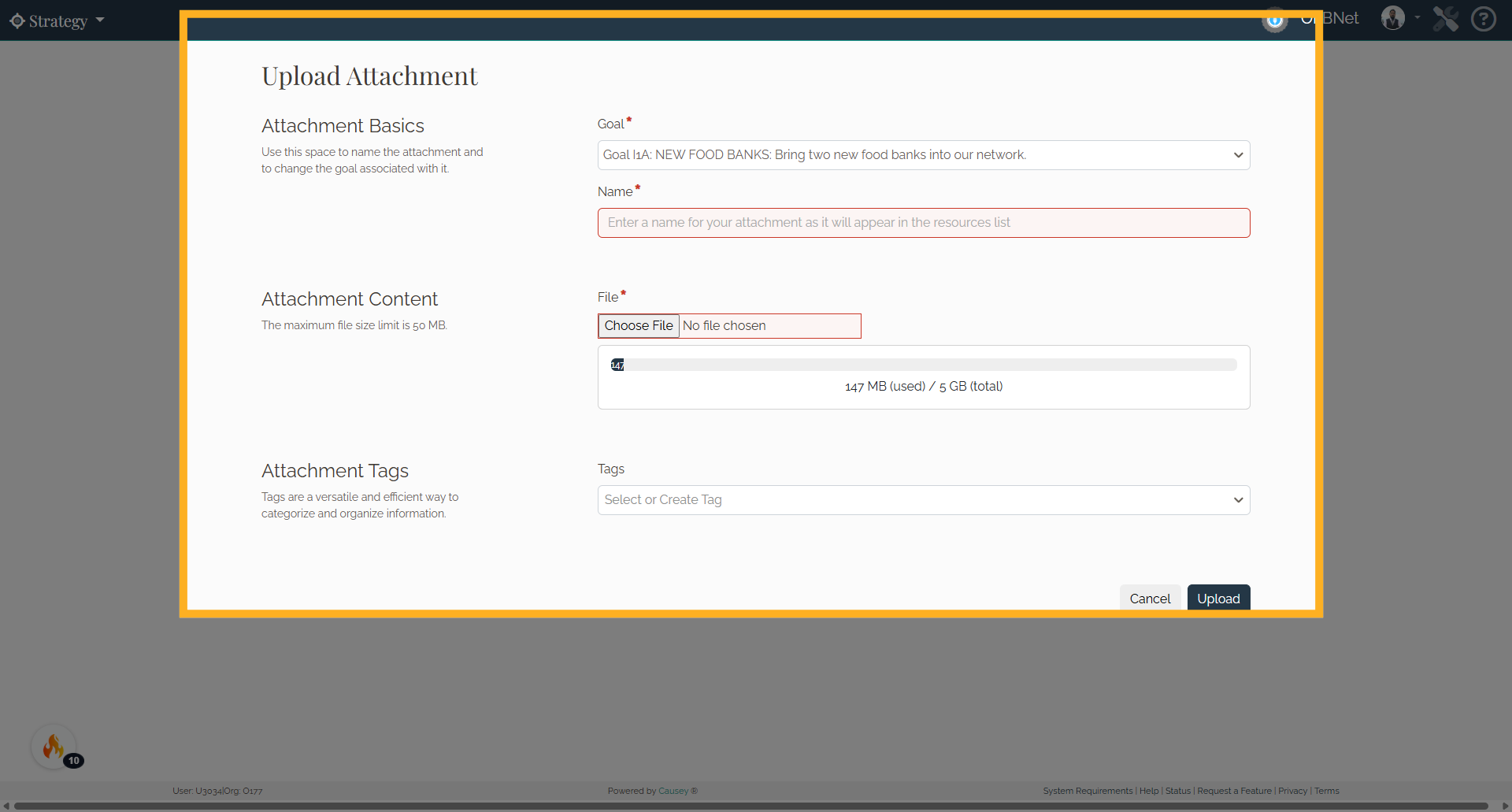 Select Upload Attachment button
