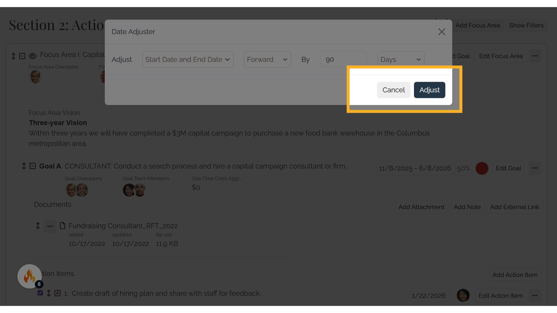 Click 'Cancel' or 'Adjust'