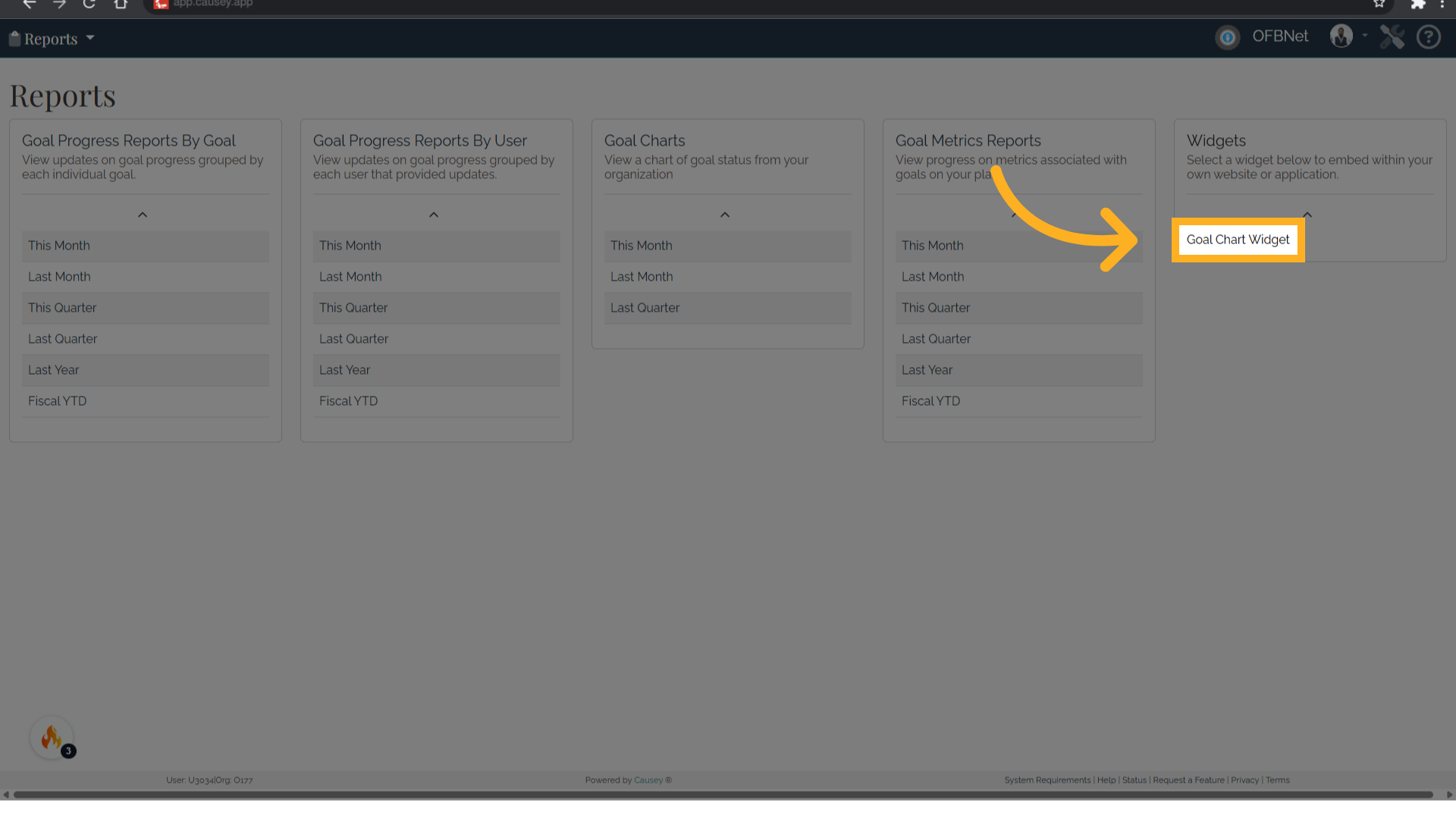 Click 'Goal Chart Widget'