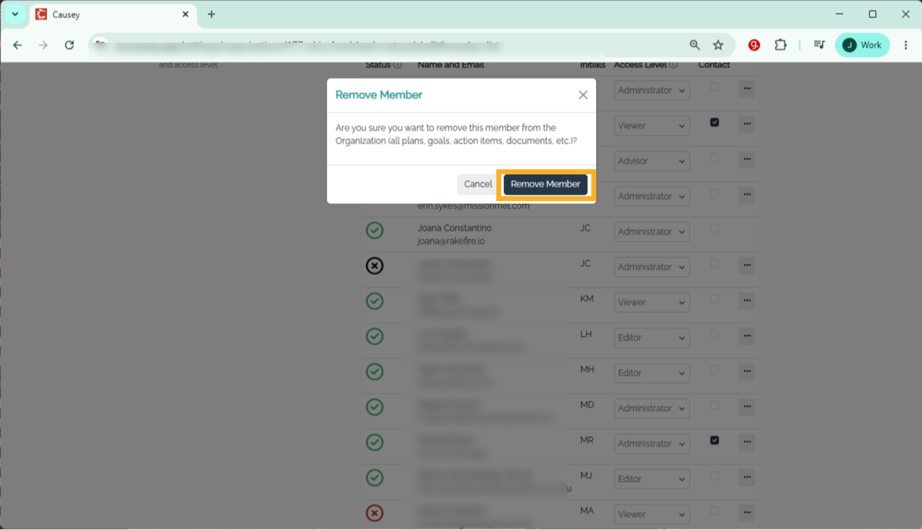 Confirm Remove Member