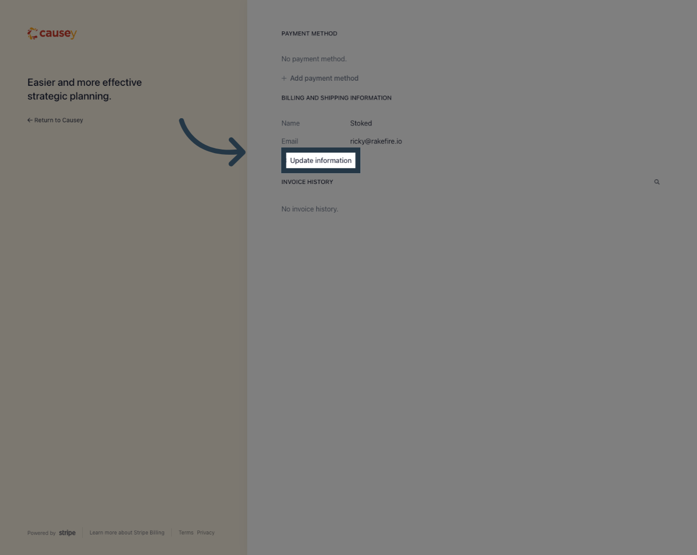 Click Update Payment Information