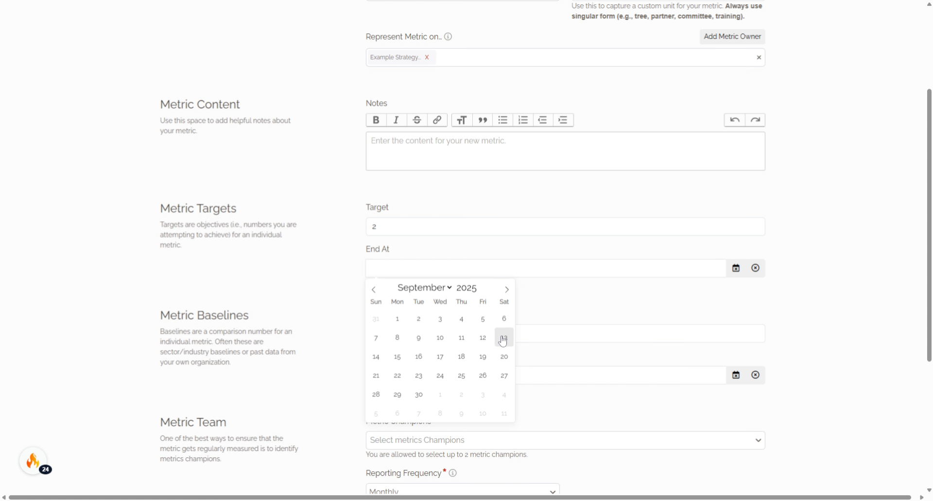Fill metric deadline