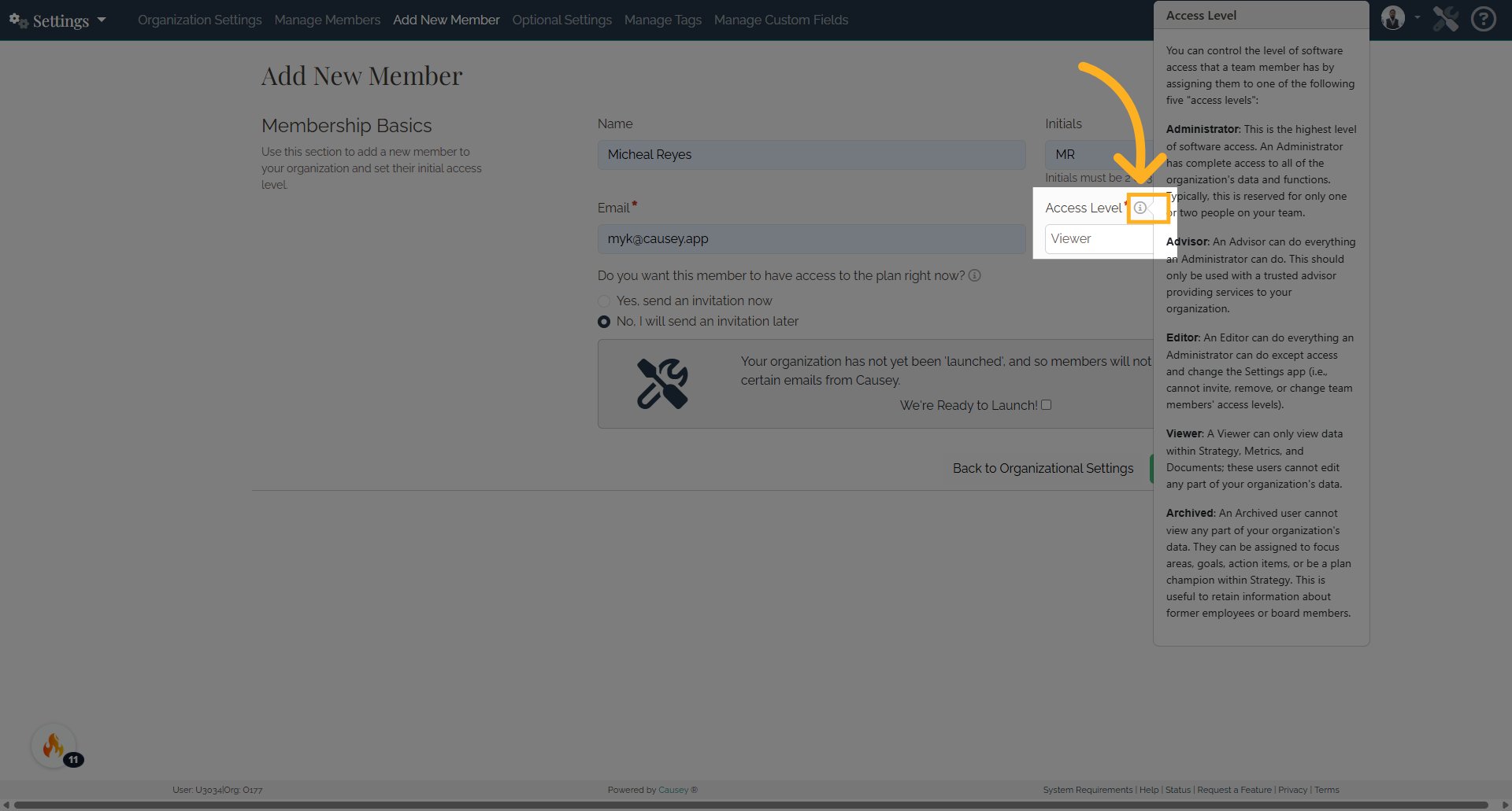 Access Level information