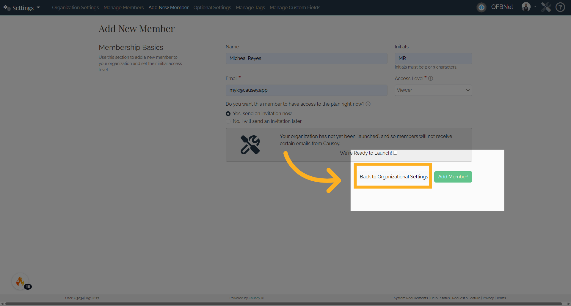Return to the Settings Page