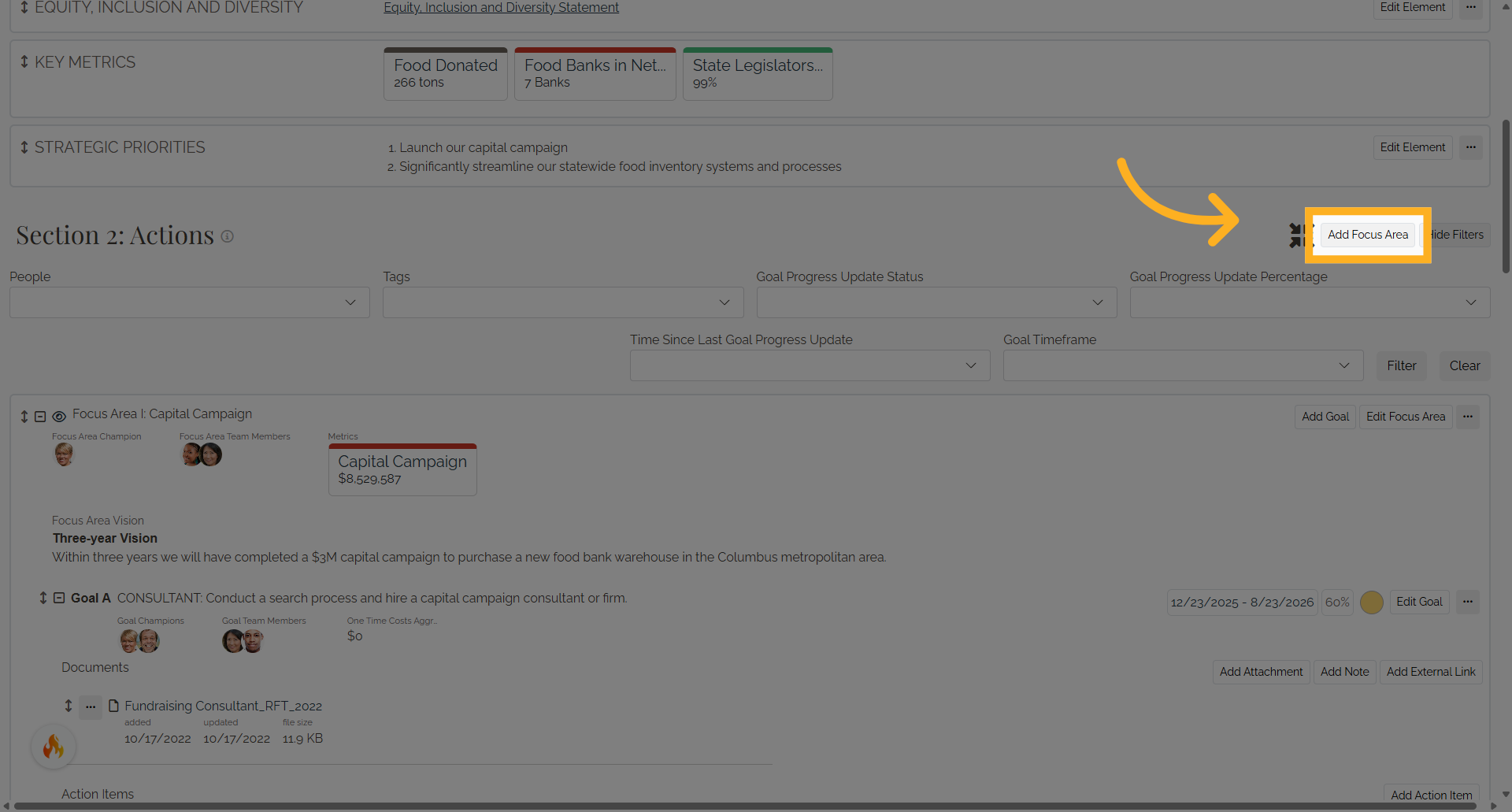 Click 'Add Focus Area'