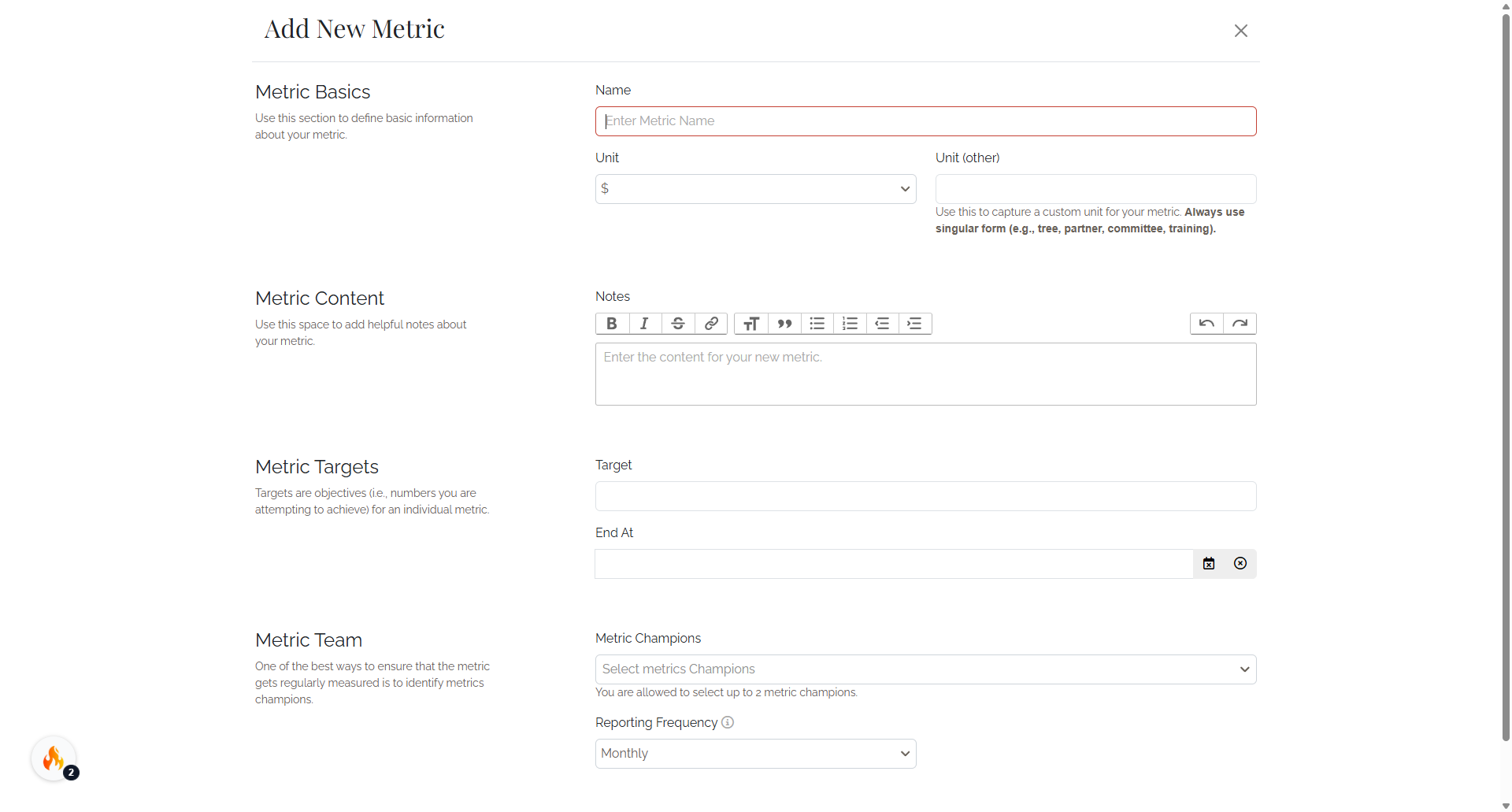 Add New Metric 