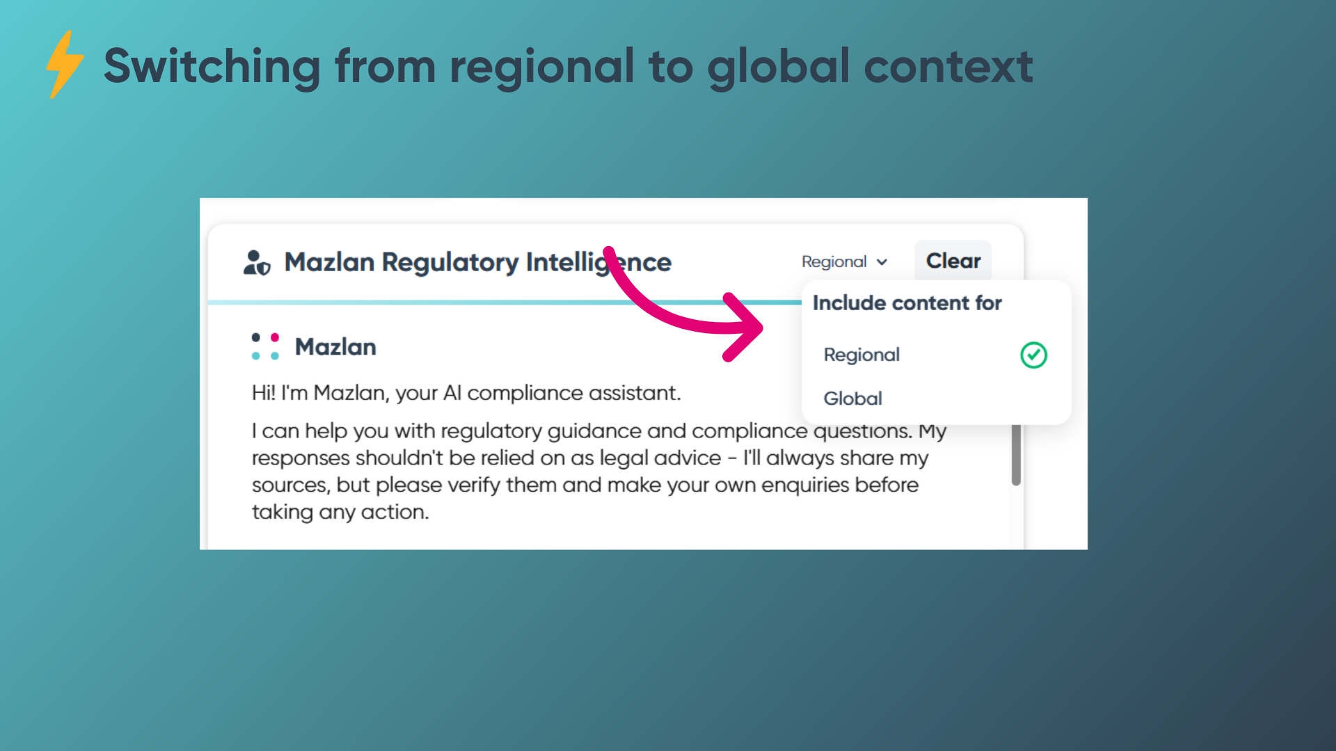 Switching from regional to global context