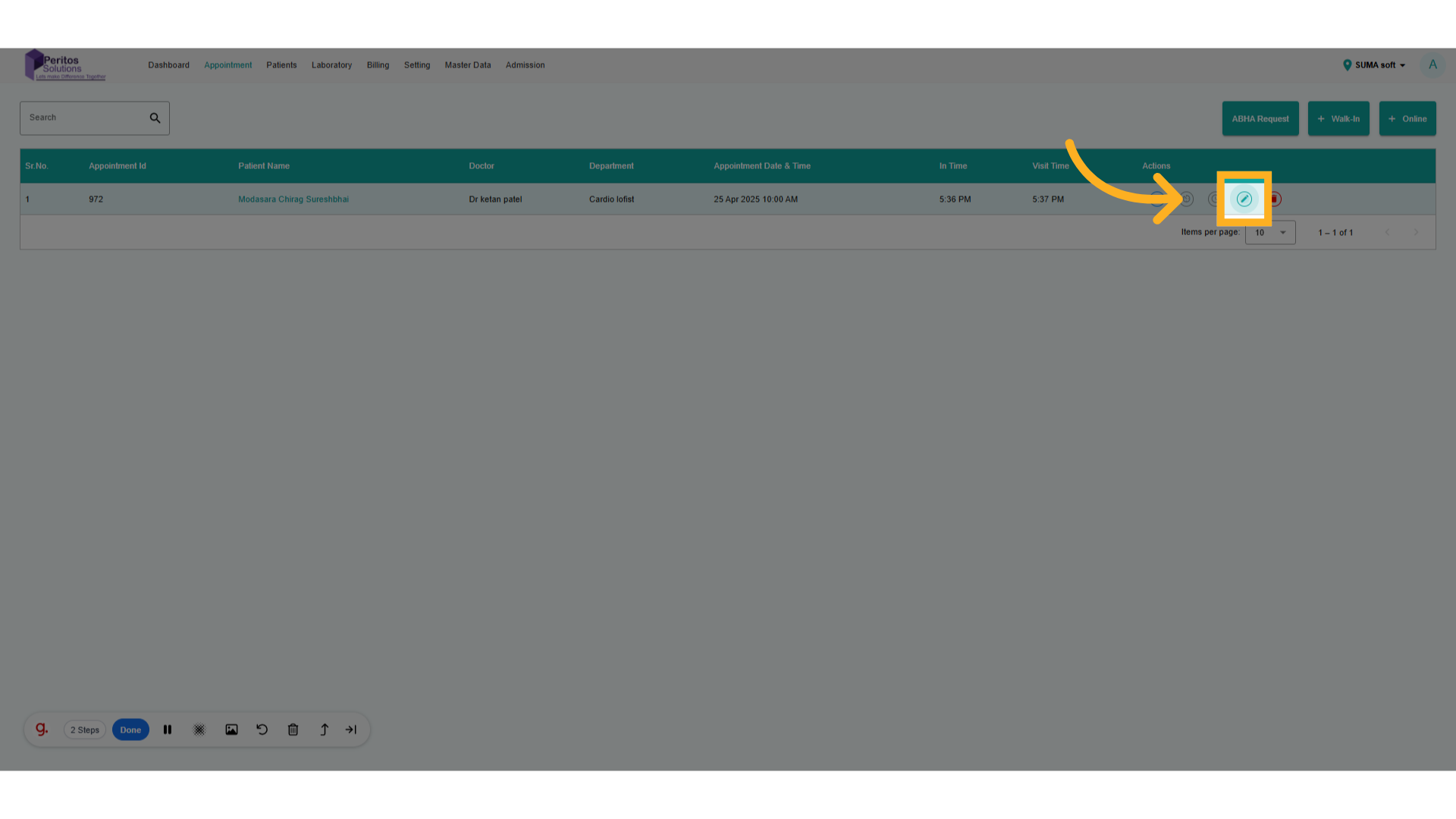 Click here to update appointment