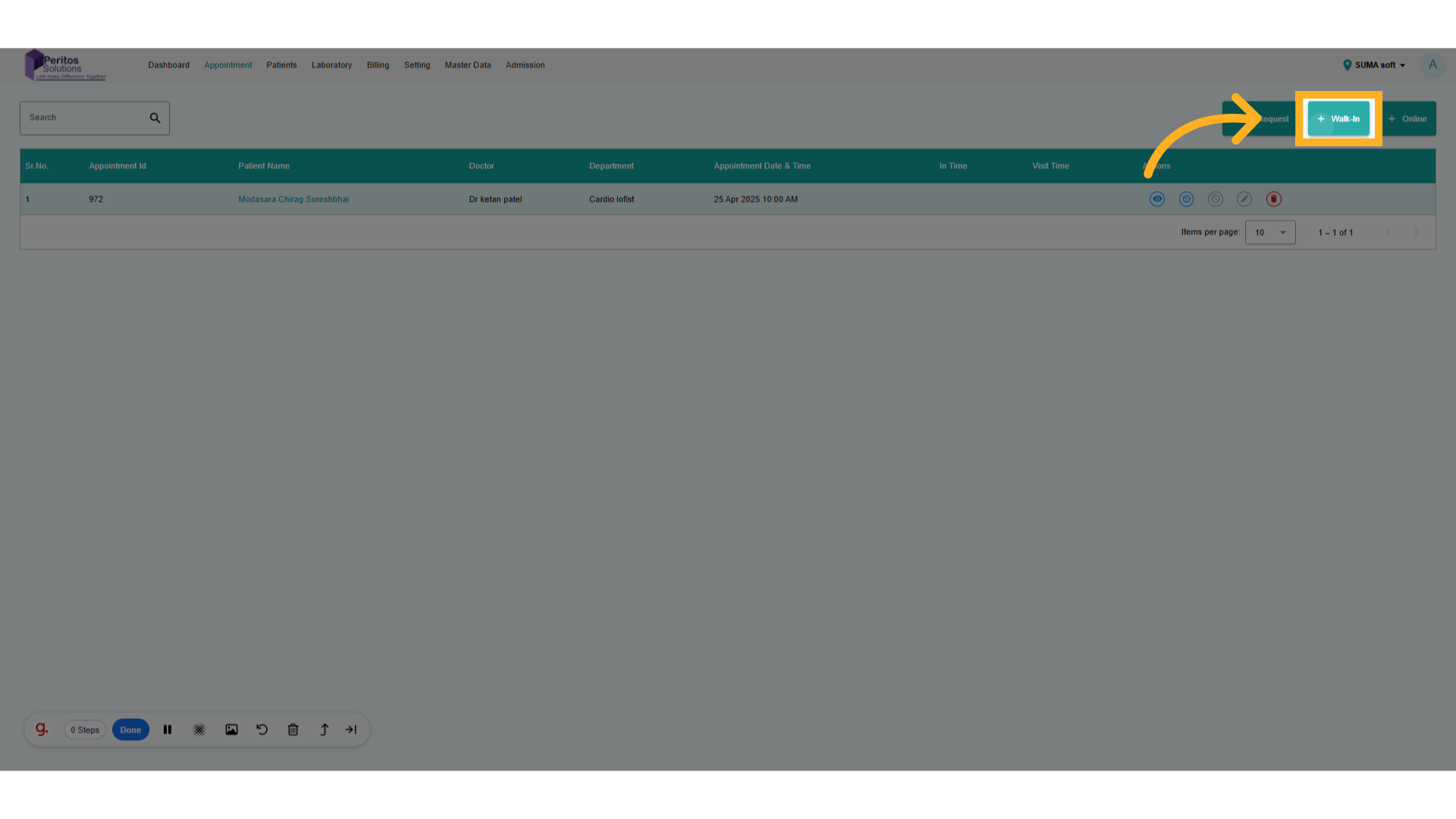 Select Walk-in Appointment