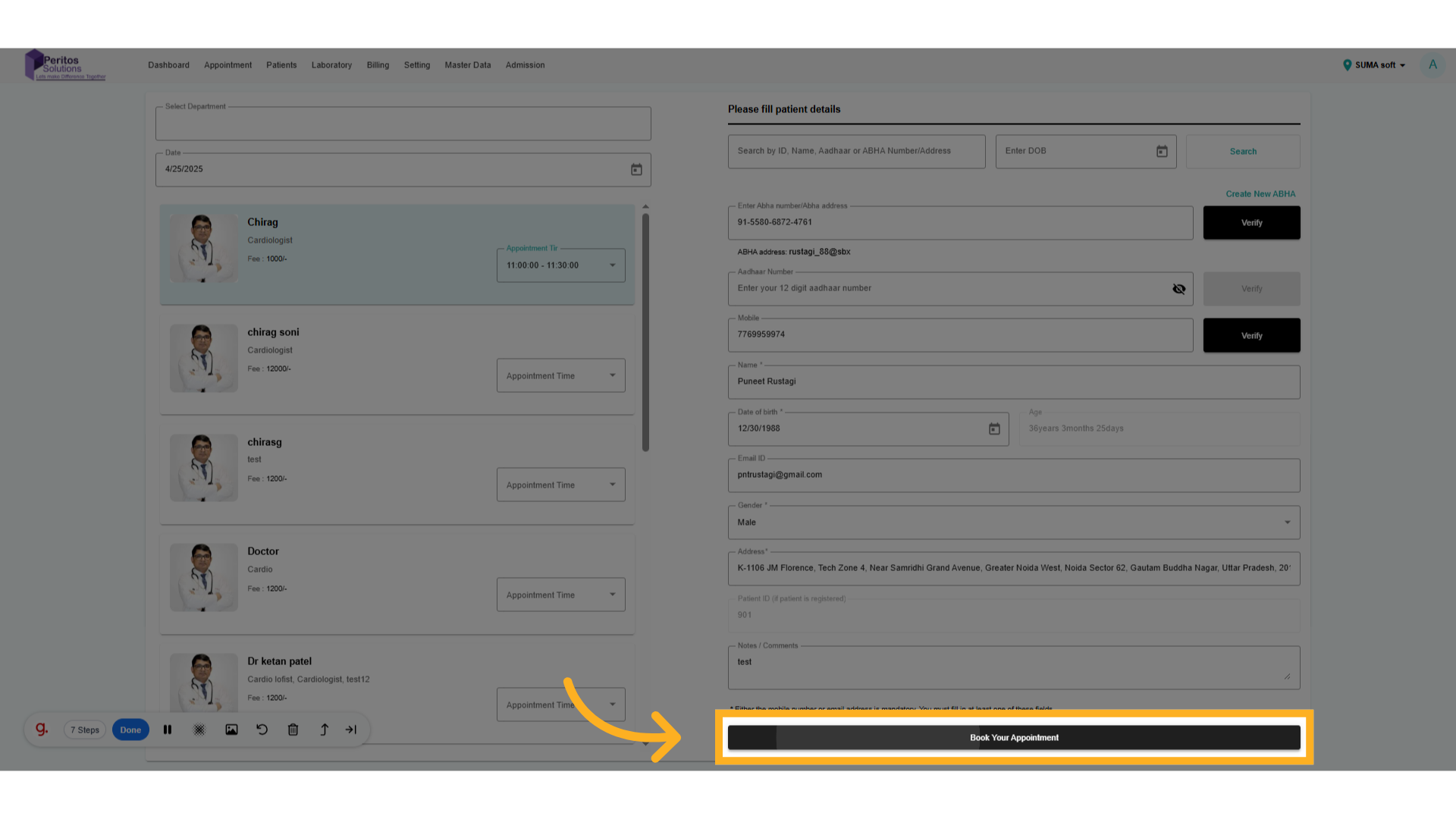Click o book appointment