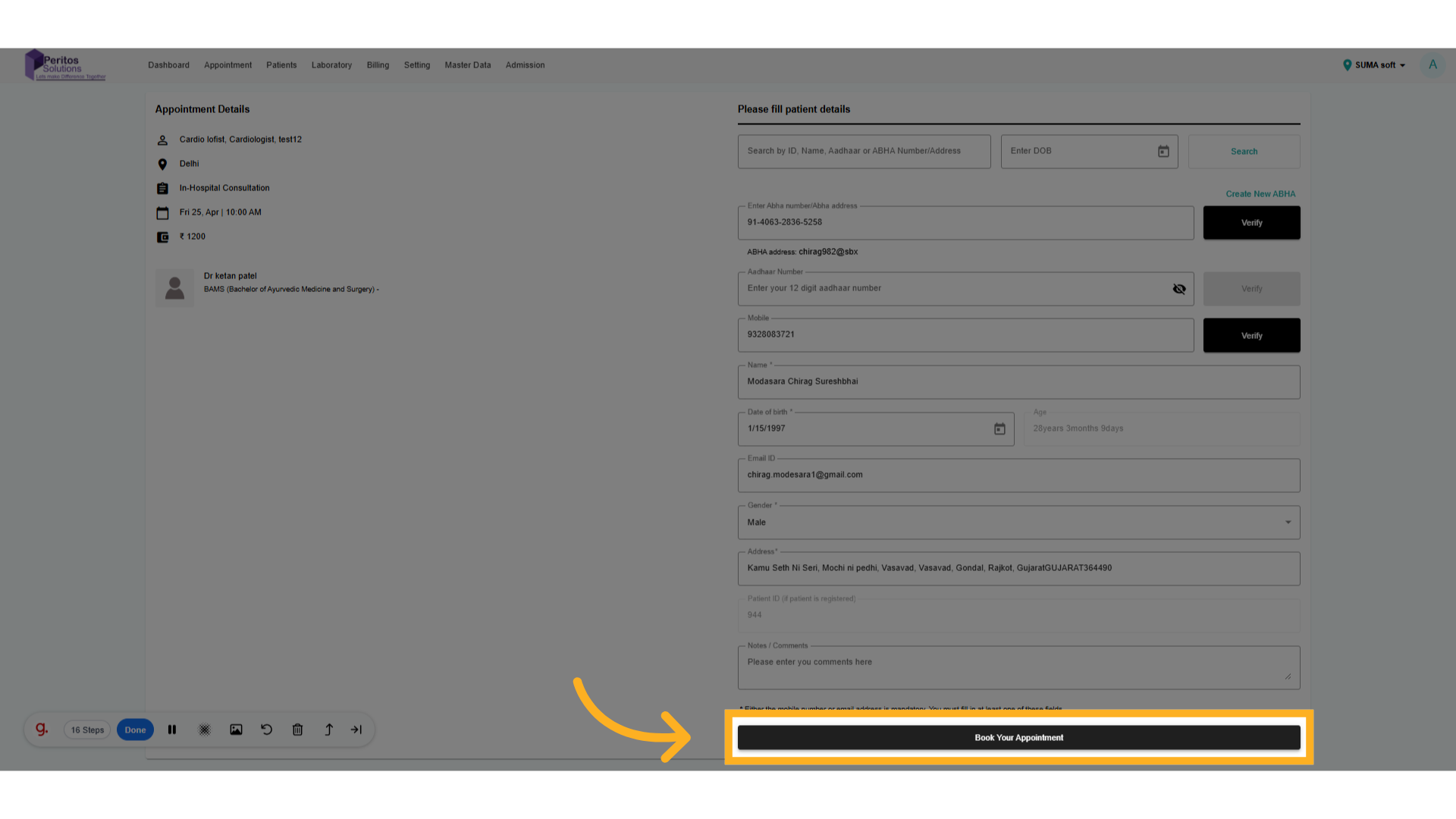Click On book Appoitment