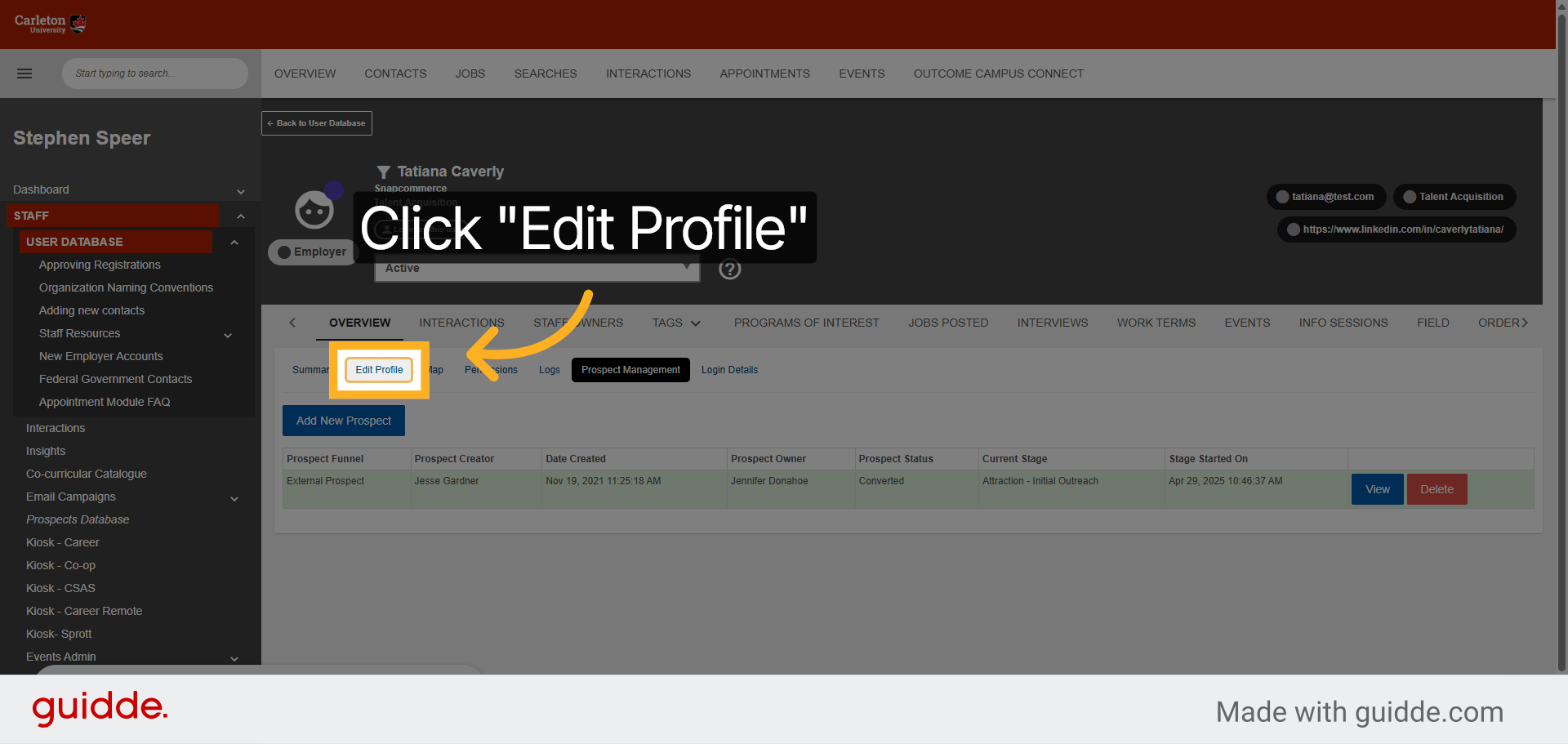 Click 'Edit Profile'