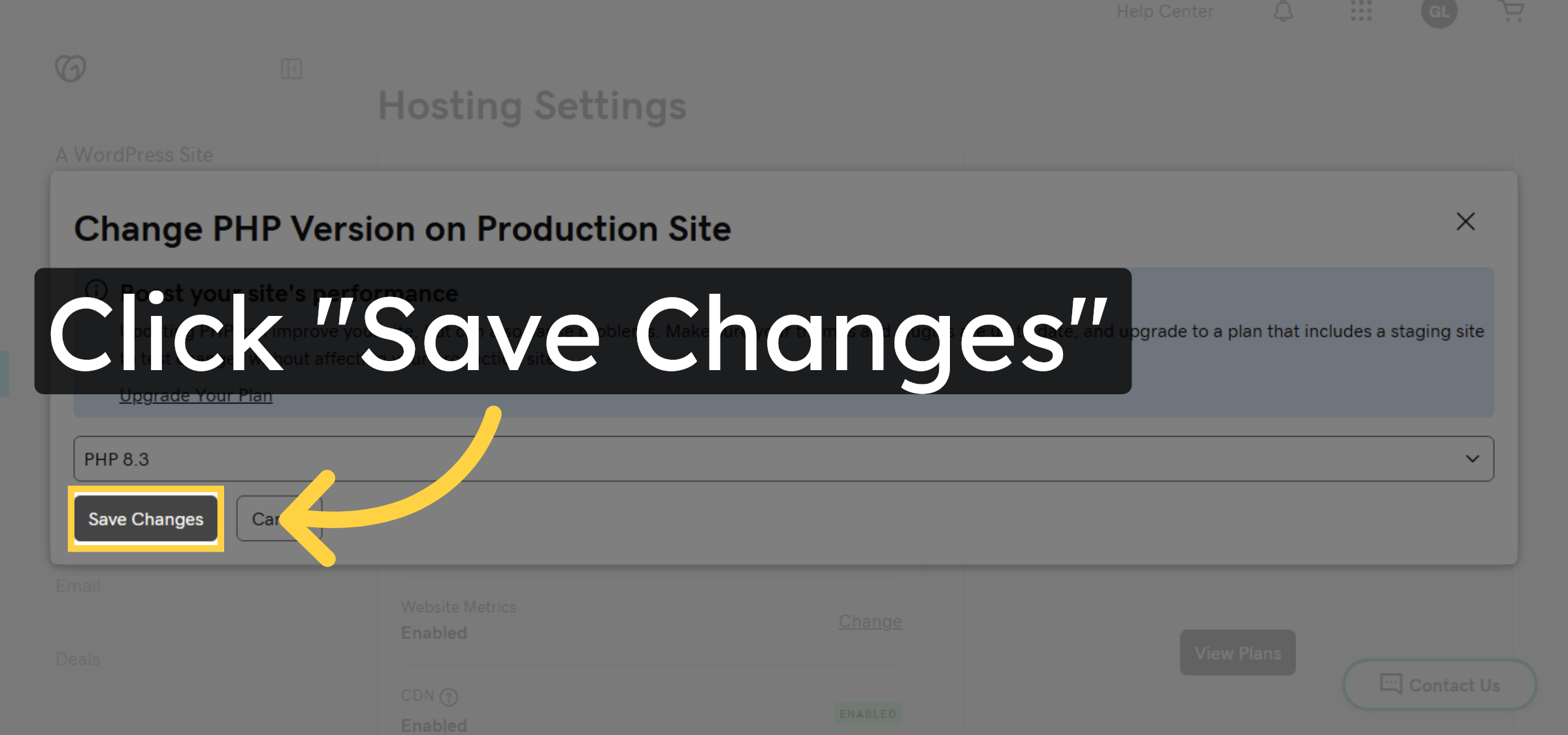 Save PHP Version Changes
