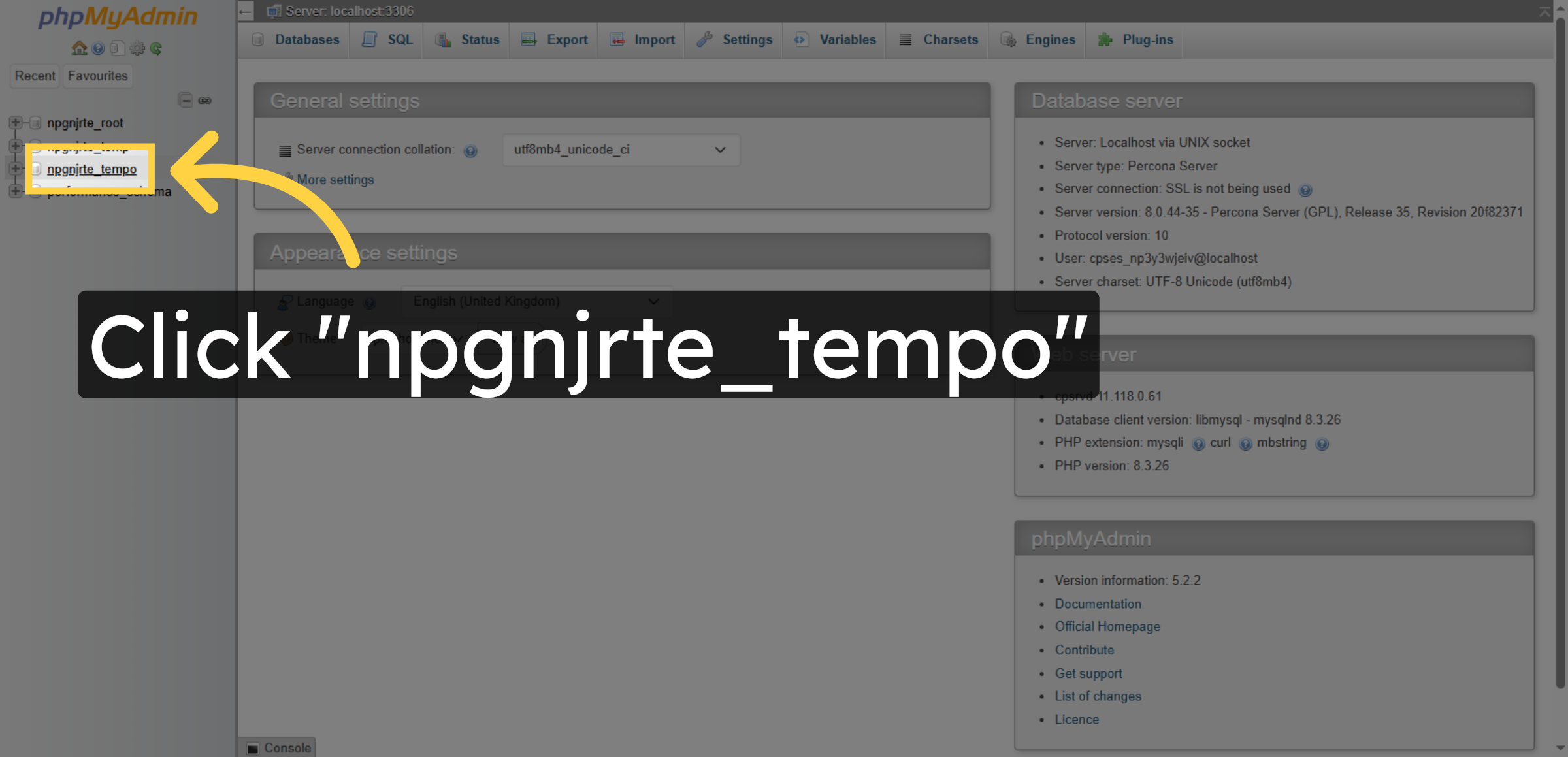 Select WordPress Database