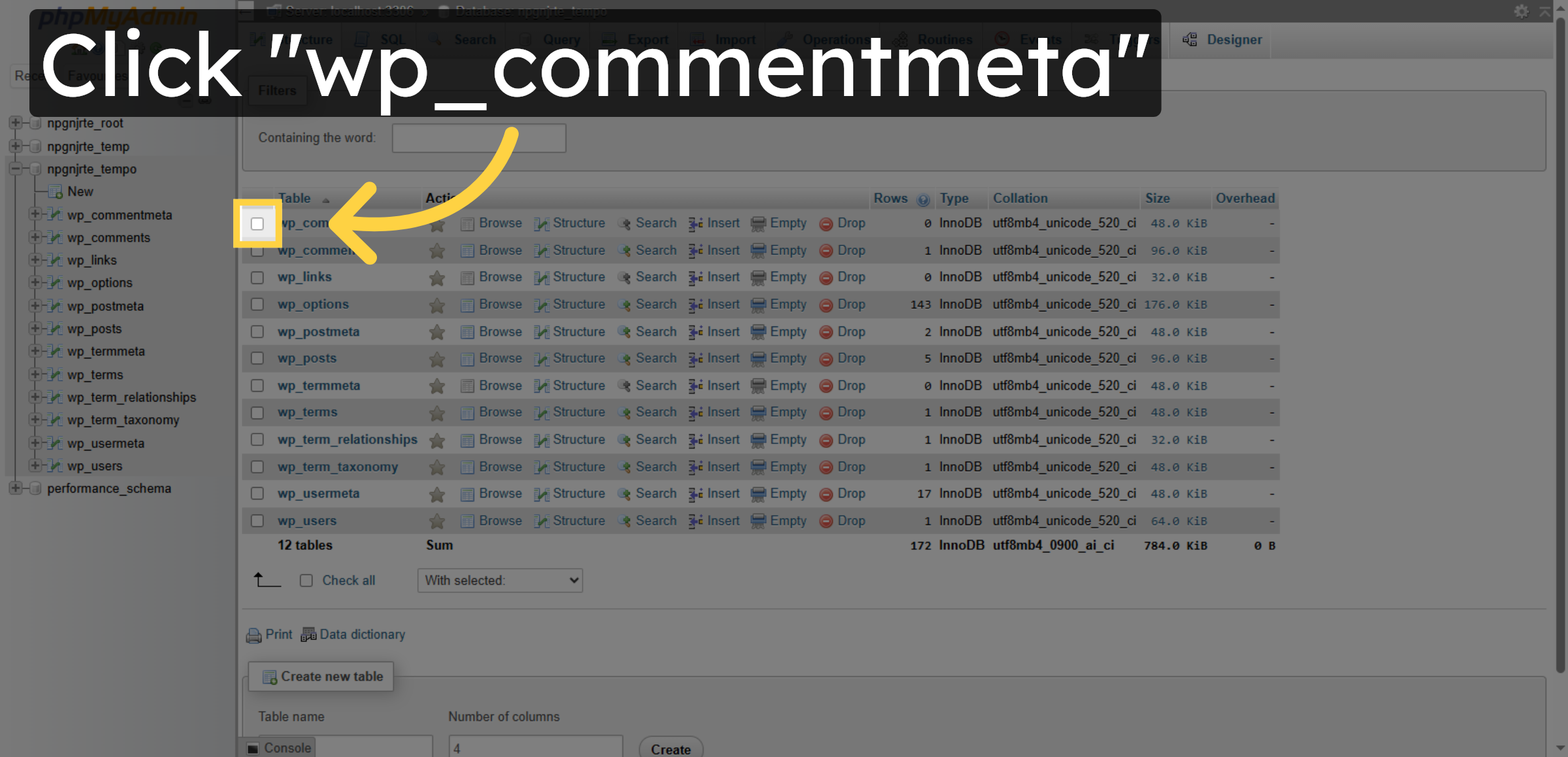 Select wp_commentmeta Table