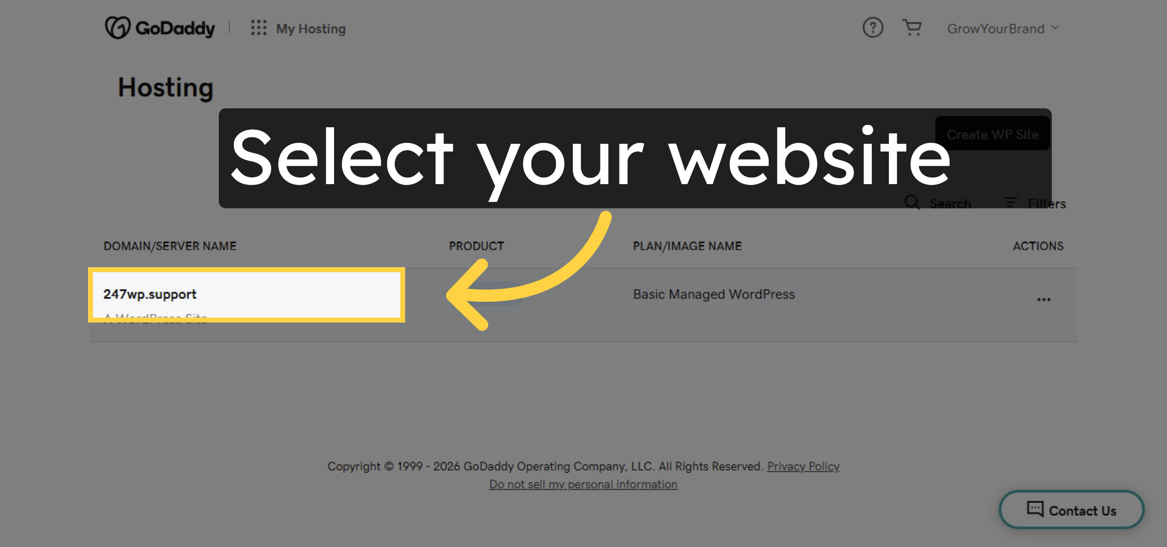 Select Hosting Account