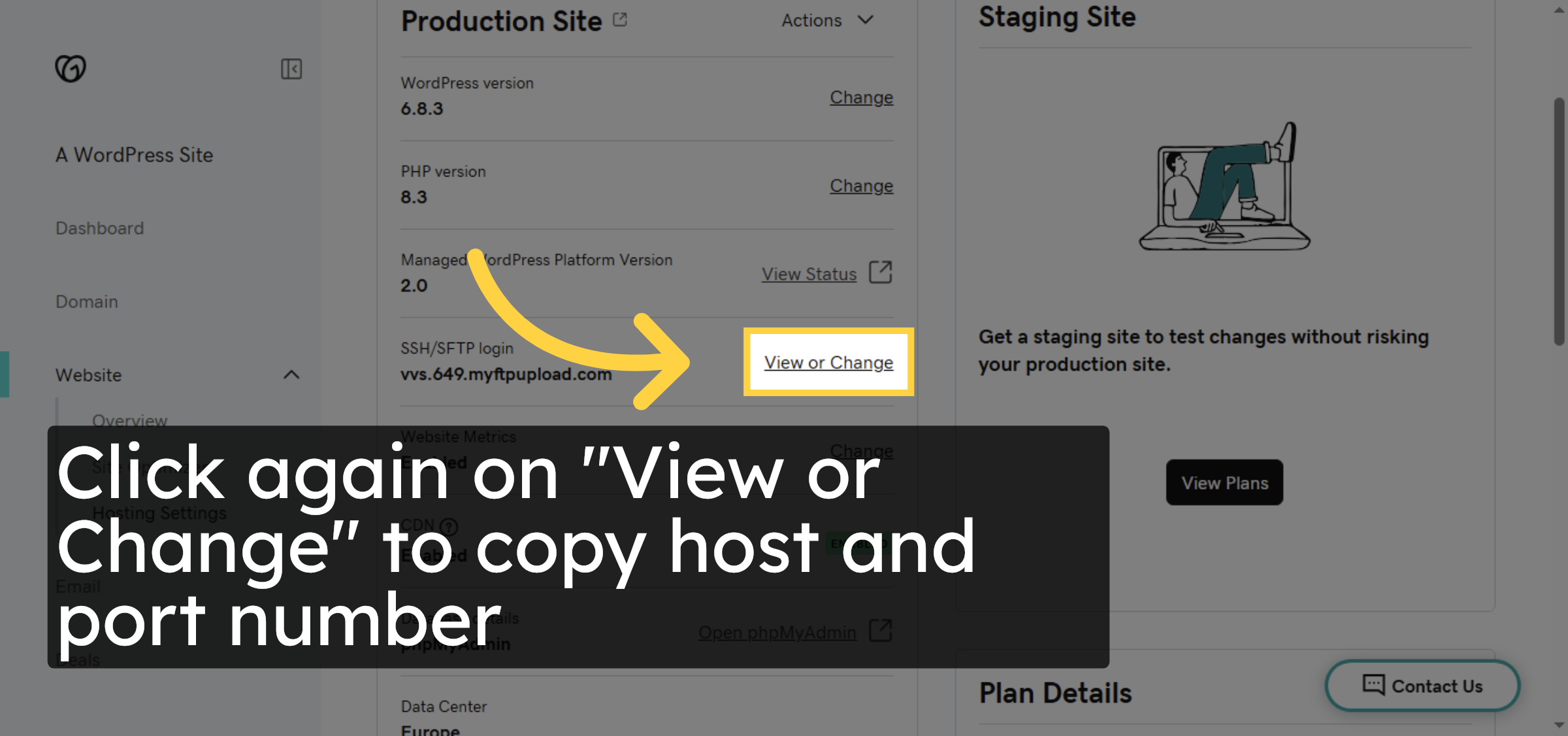 Copy Host and port number