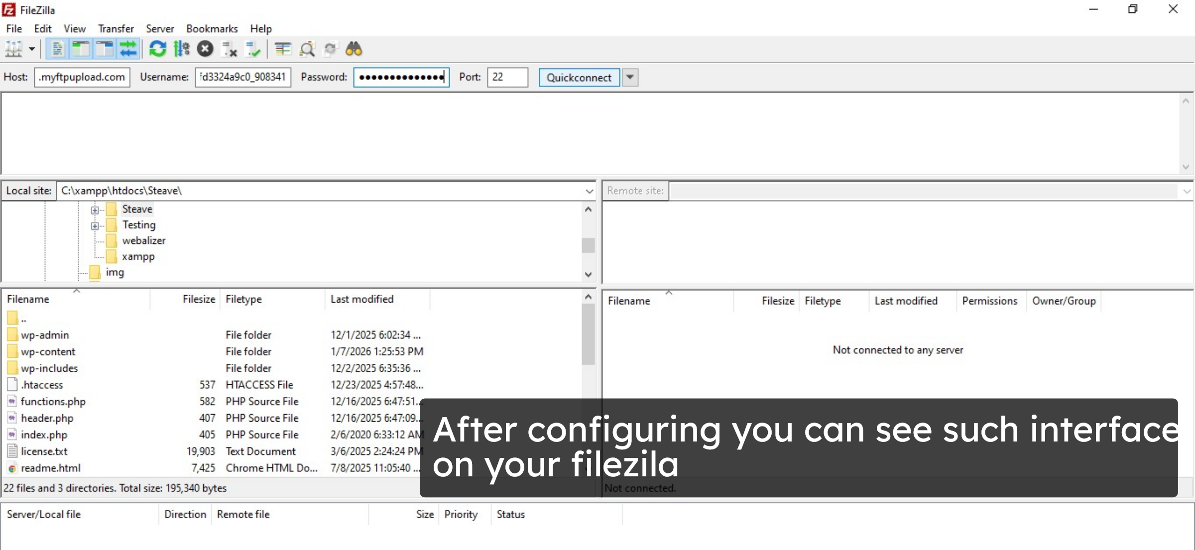 Filezilla interface