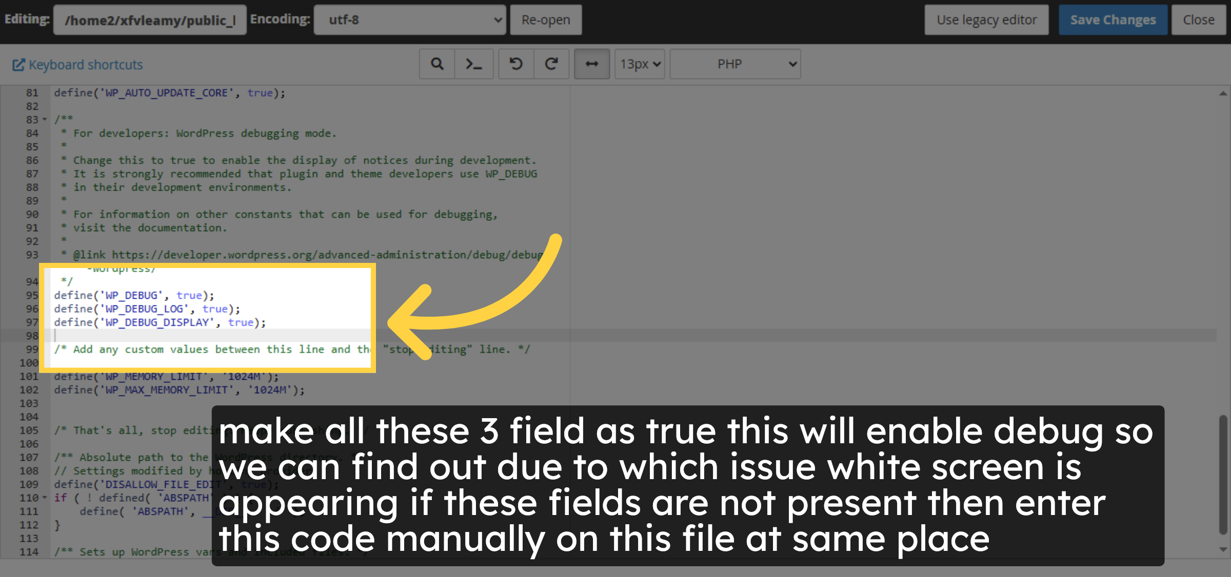 Enable WordPress Debugging