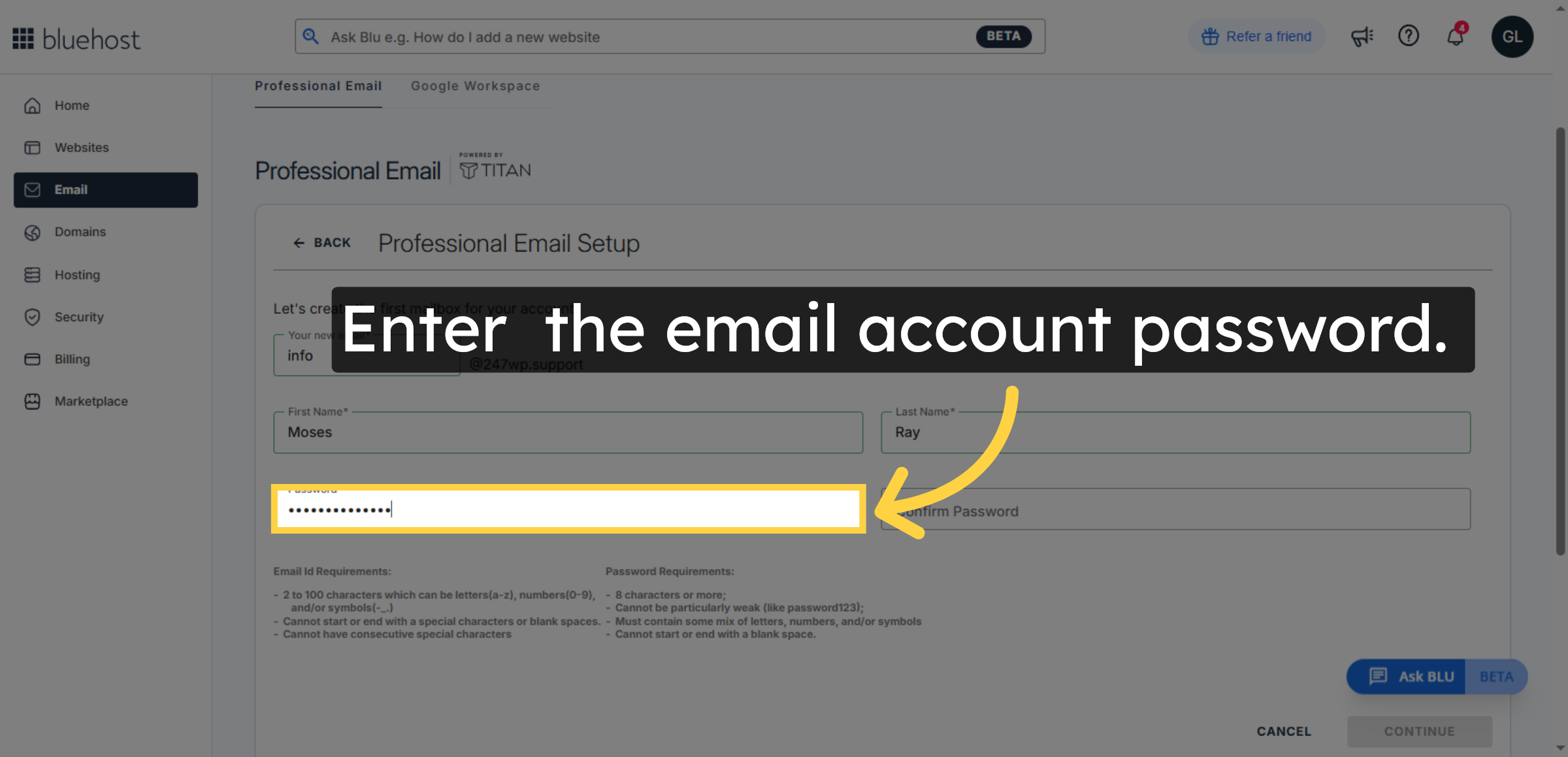 Set Email Account Password
